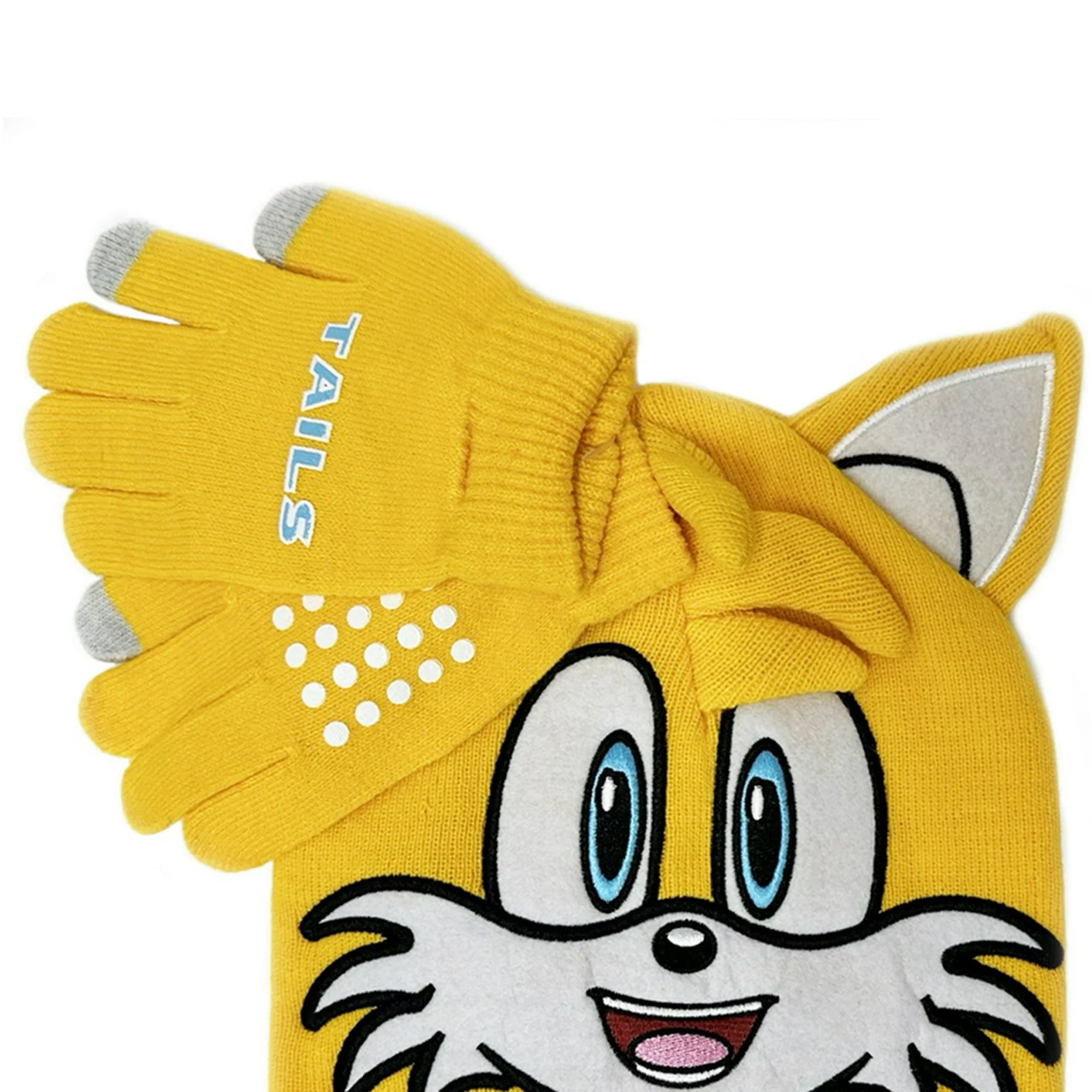 Sonic The Hedgehog Tails 2 Piece Set, Includes Beanie Hat & Texting Glove Set, Perfect For Ages 4 & Up
