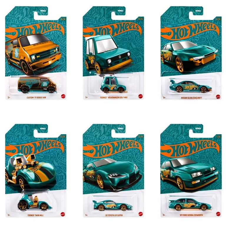 Hot Wheels Tooned Volkswagen Golf MK1 1:64 Scale Die-Cast Toy Vehicle Turquoise- & Copper-Colored Deco