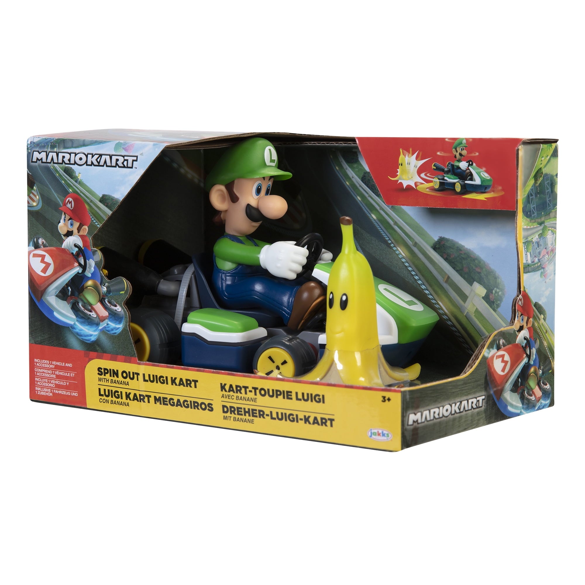 Super Mario Spin Out 2.5" Mario Kart - Luigi Racer Vehicle Green