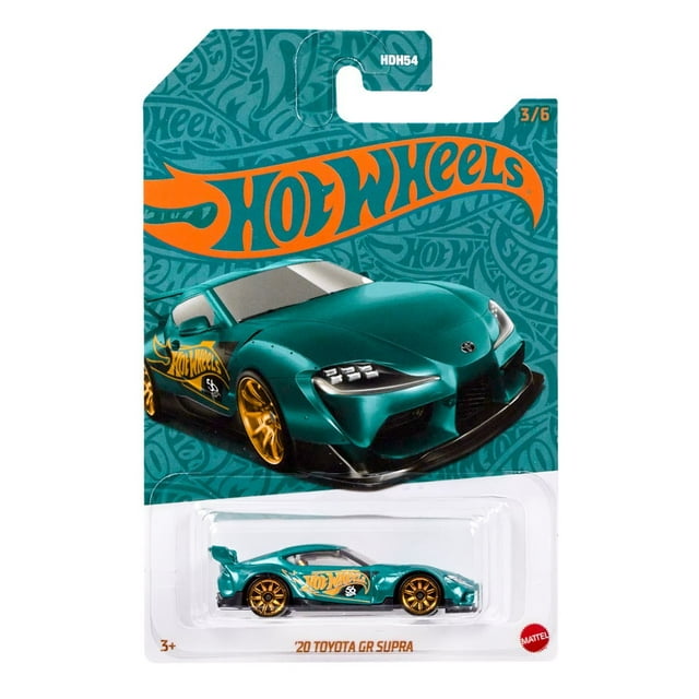 20' Hot Wheels Vintage Turquoise & Copper Play Vehicle, Toyota GR Supra, 1:64 Scale Diecast Car