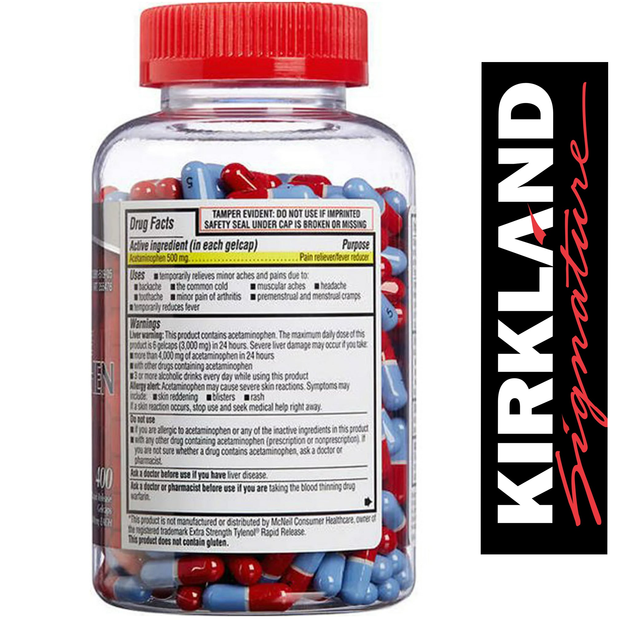 Kirkland Signature Rapid Release Acetaminophen 500 mg., 400 Gelcaps