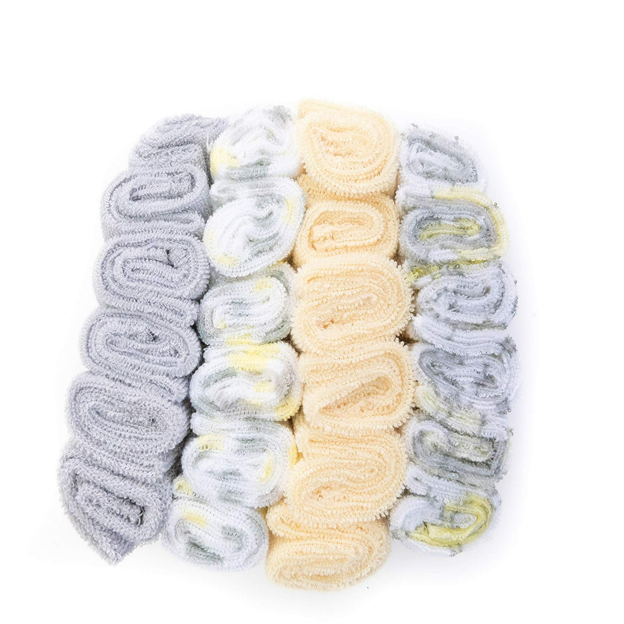 24 Pack of Baby Washcloths - Buttons & Stitches - Assorted Patterns for Male, Ages 12 months and up