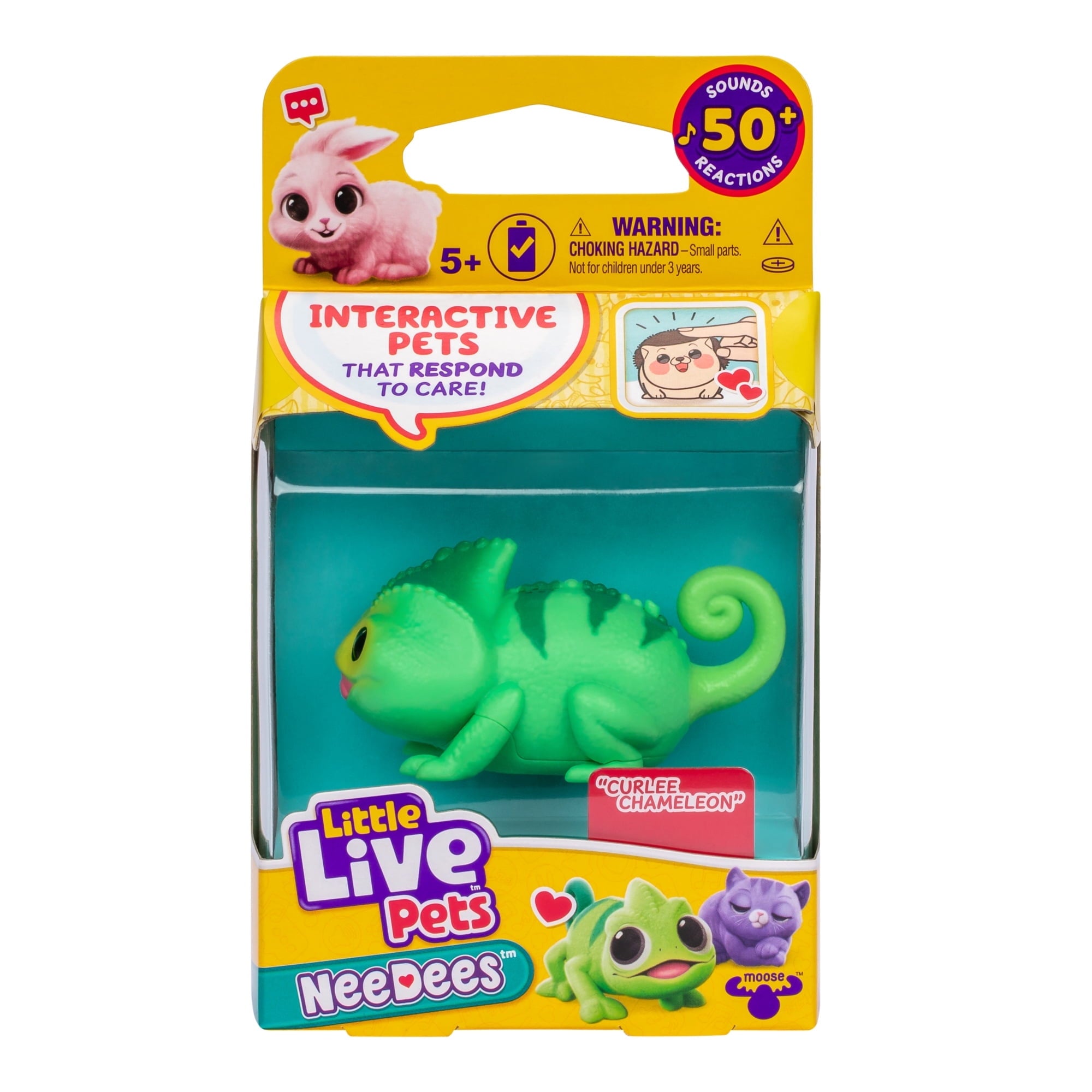 NeeDees By Little Live Pets, Electric Miniature Pet Toy, Curlee Chameleon, Perfect For Ages 5 & Up, Contains Batteries