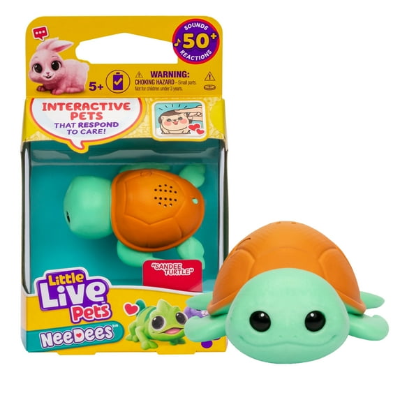 NeeDees By Little Live Pets, Electric Miniature Pet Toy, Sandee Turtle, Perfect For Ages 5 & Up, Contains Batteries