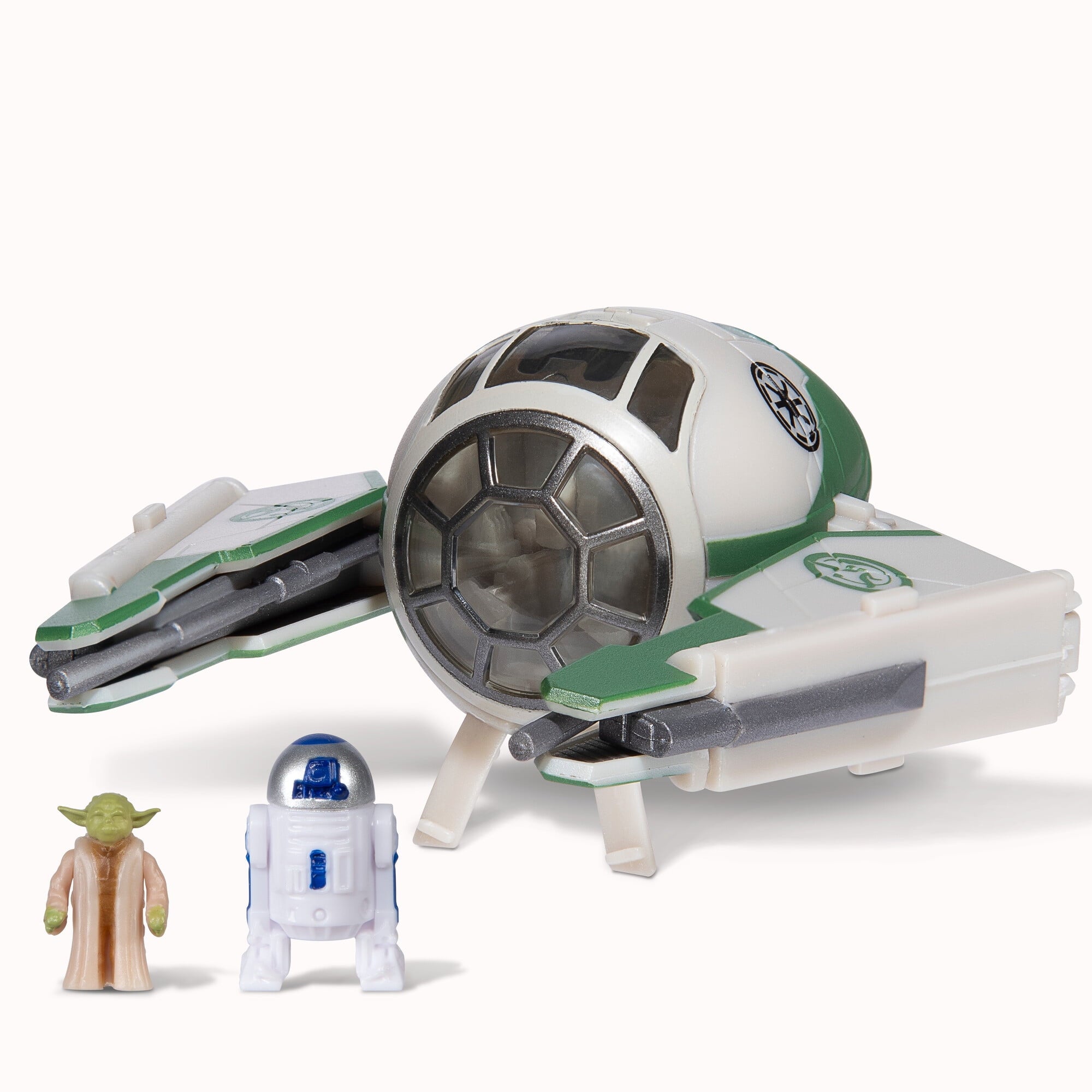 STAR WARS Micro Galaxy Squadron Yoda's Jedi Starfighter - 3 inch Light Armor Class Vehicle with 1 inch Yoda and R2-D2 Micro Figure Accessories
