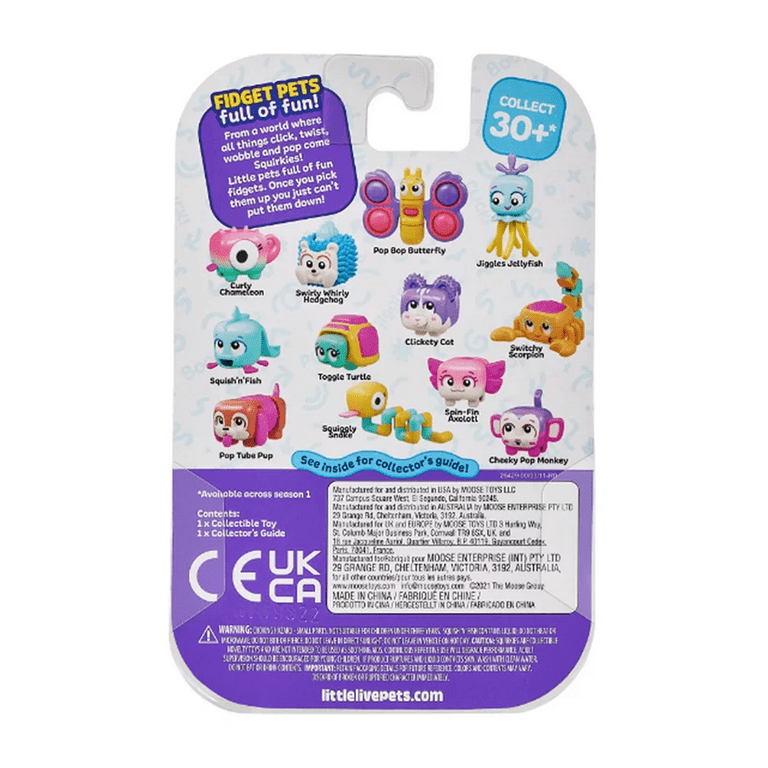 Little Live Pets, Squirkies, Interactive Fidget Toys - Clickety Cat (Color May Vary)