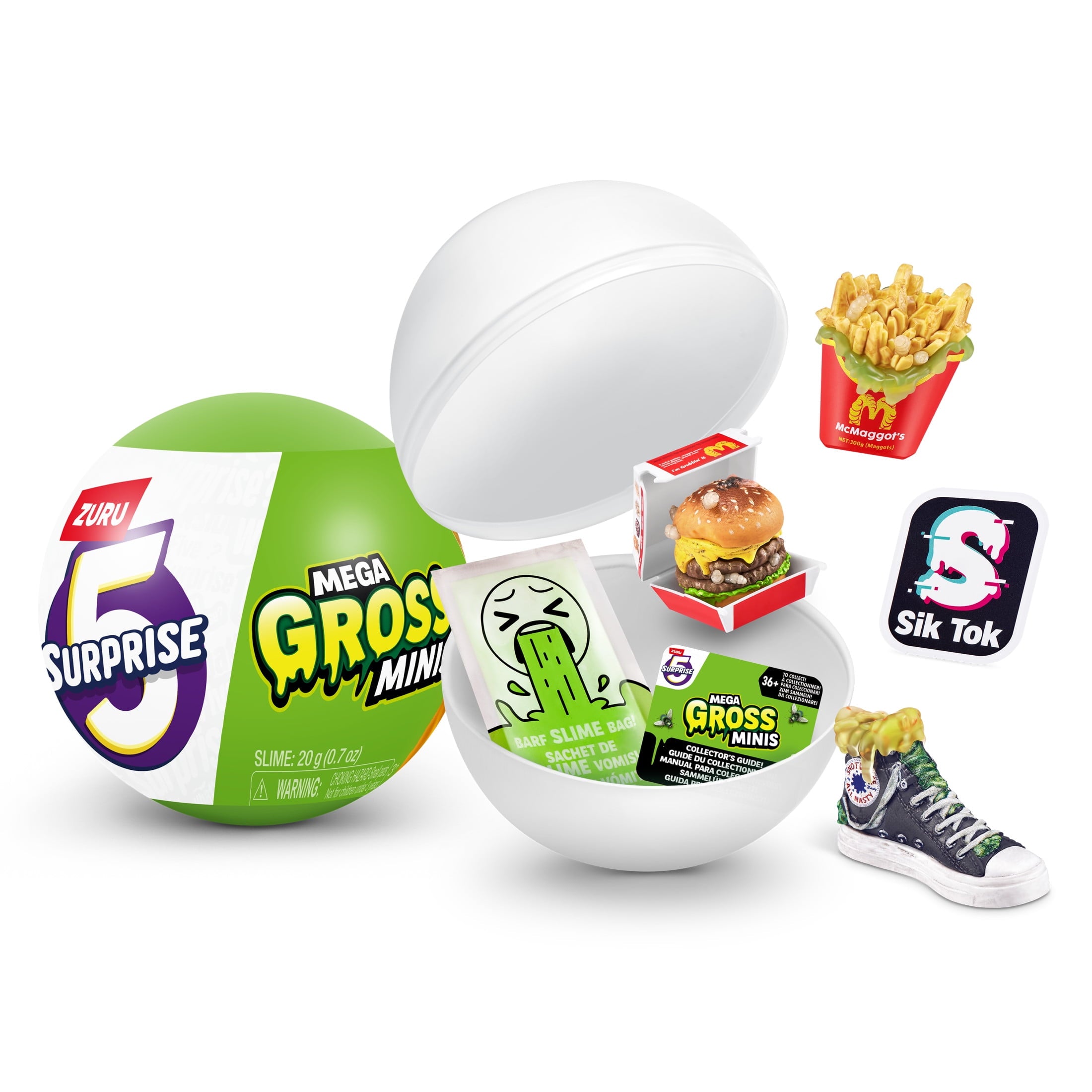Mega Gross Minis, 5 Surprise ZURU Surprise Novelty & Gag Toy Capsule, One Pack, For Ages 4 Years Old & Up
