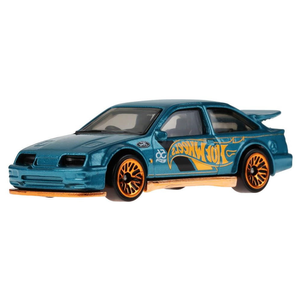 Hot Wheels '87 Ford Sierra Cosworth 1:64 Scale Die-Cast Toy Vehicle Turquoise- & Copper-Colored Deco