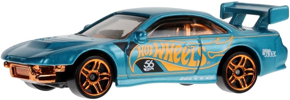 Hot Wheels Nissan Silvia (S14) Drift 1:64 Scale Die-Cast Toy Vehicle Turquoise- & Copper-Colored Deco