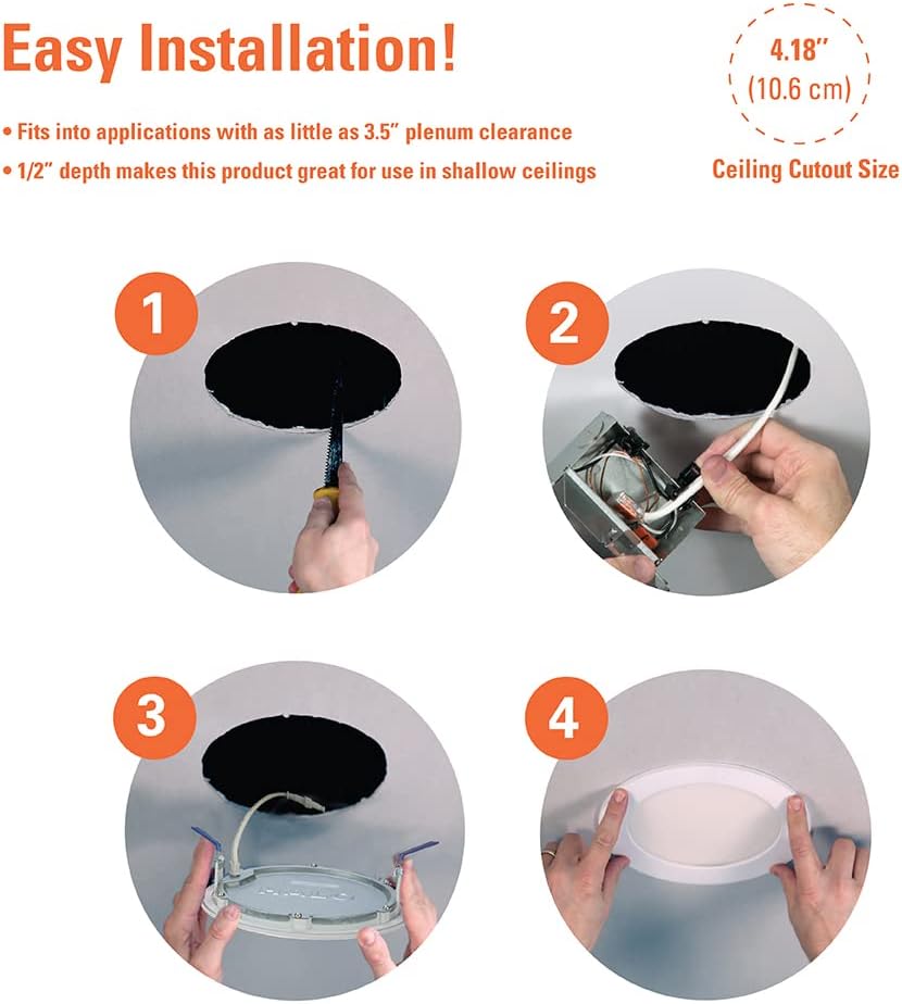 Open Box HALO HLB 4-Inch Thin Recessed Indoor/Outdoor Canless LED Downlight w/Selectable Color Temperatures 4-Pack