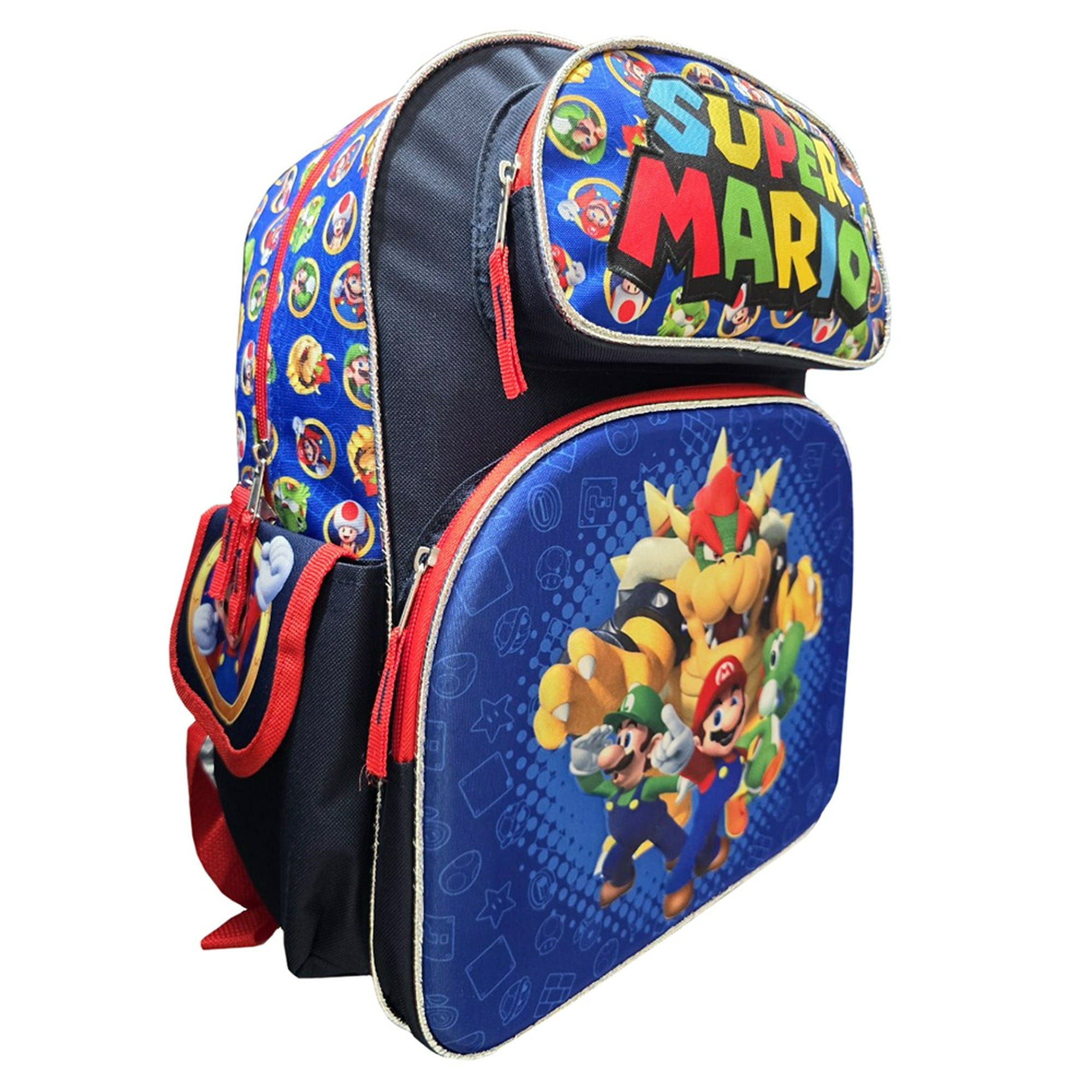 Super Mario 3D Modelled 16 Inch School Backpack Blue for Kids