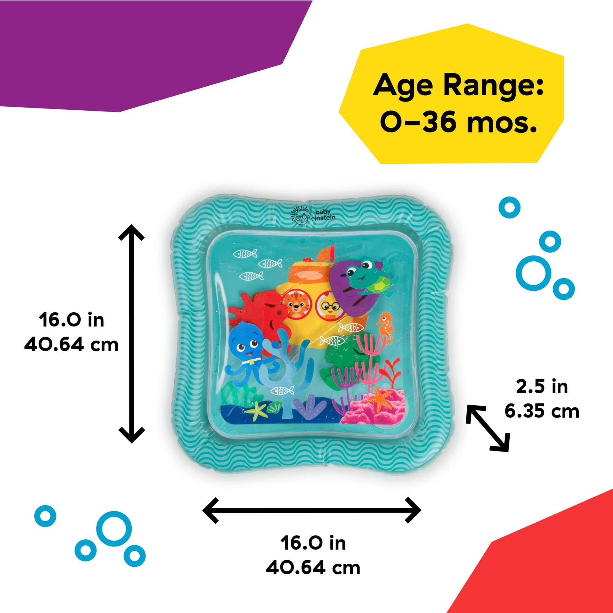 Baby Einstein Ocean Explorers Sensory Splash Water Mat, Unisex, Ages 0-36 Months