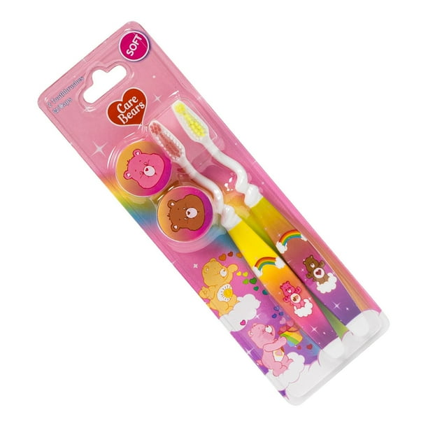 CloudCo Pink Care Bear 2 Pack Kids Toothbrushes (Soft)