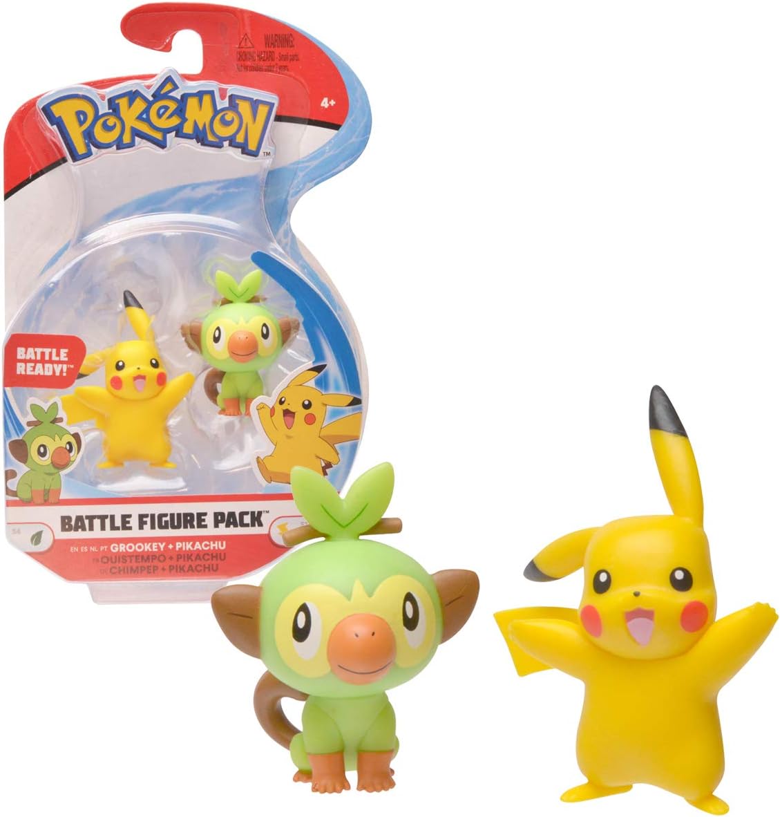 Pokemon New Sword and Shield Battle Action Figure, Pikachu and Grookey 2-Inch Figures