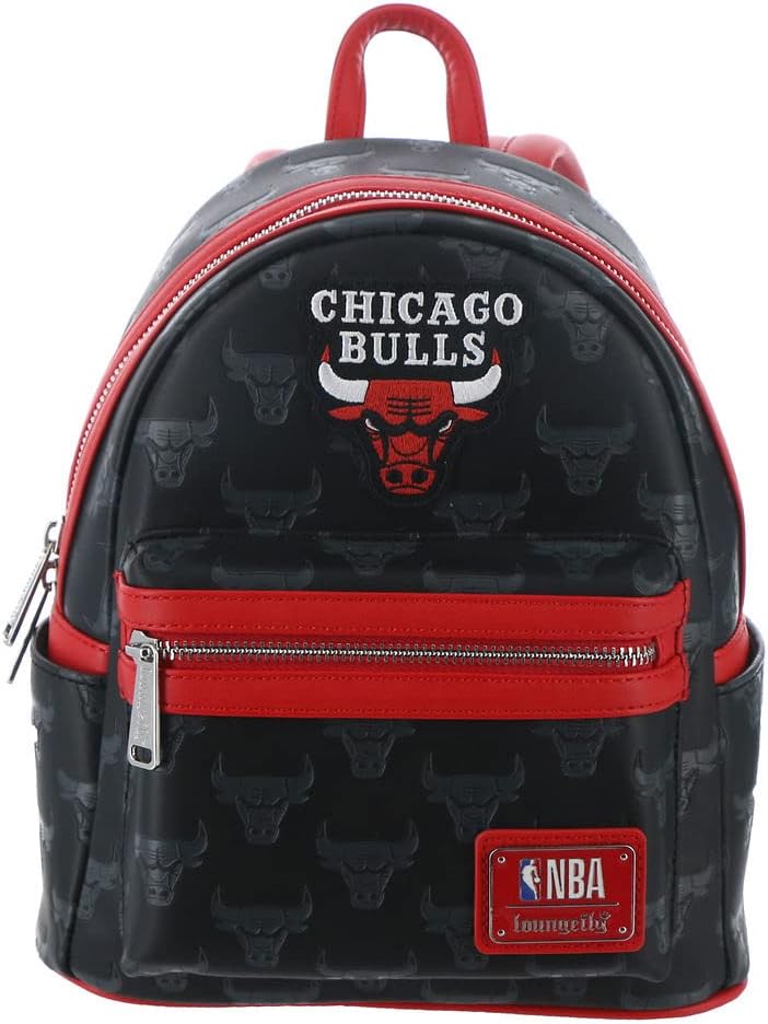 Loungefly: NBA Chicago Bulls Logo Mini Backpack – Stylish, Compact Design with Iconic Team Branding