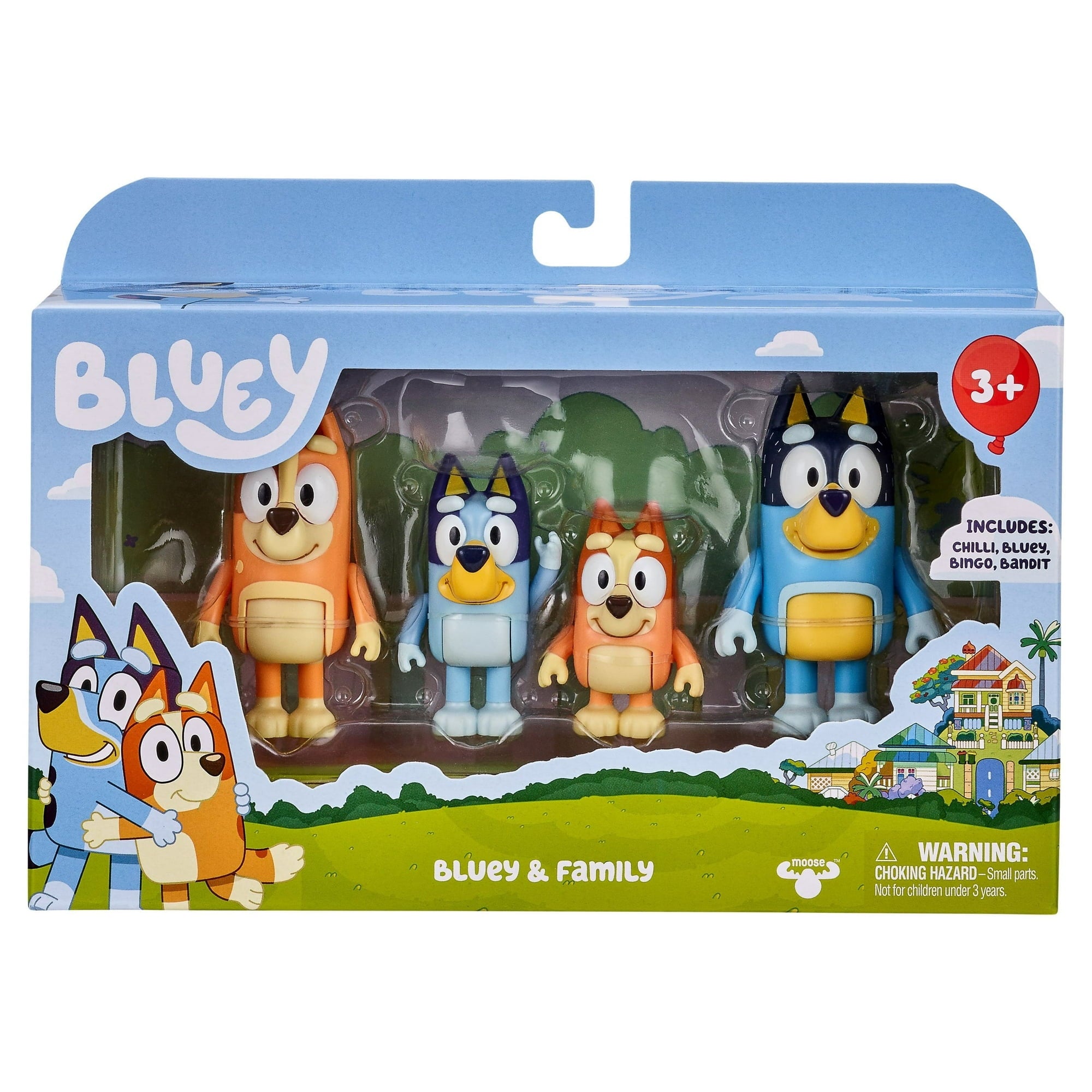 Bluey Family Figure 4-Pack, 2.5 inch Figures, Mum Dad Bingo Bluey, Ages 3+, Toddler Toys