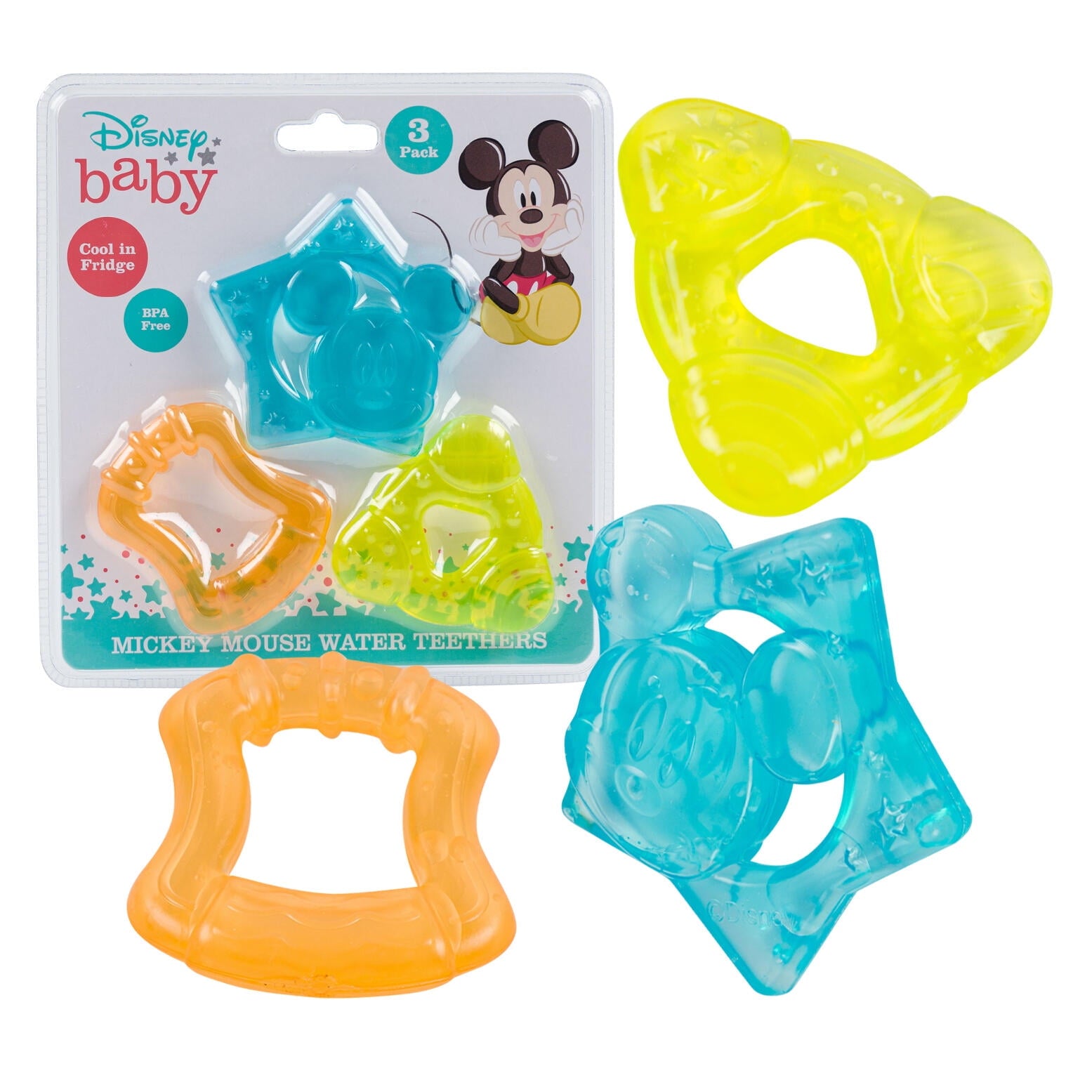 Disney Baby Mickey Mouse 3 Pack Blue & Green Water Teethers
