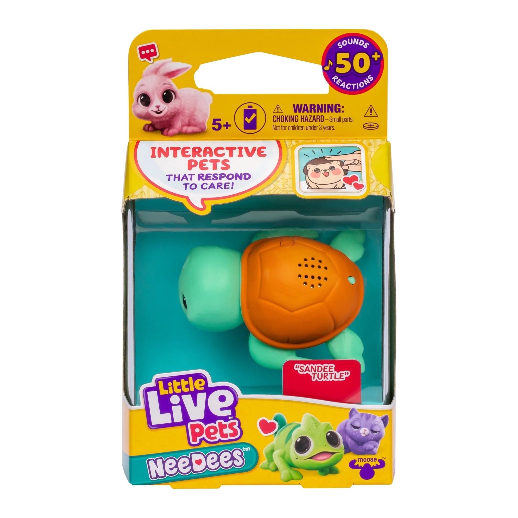 NeeDees By Little Live Pets, Electric Miniature Pet Toy, Sandee Turtle, Perfect For Ages 5 & Up, Contains Batteries