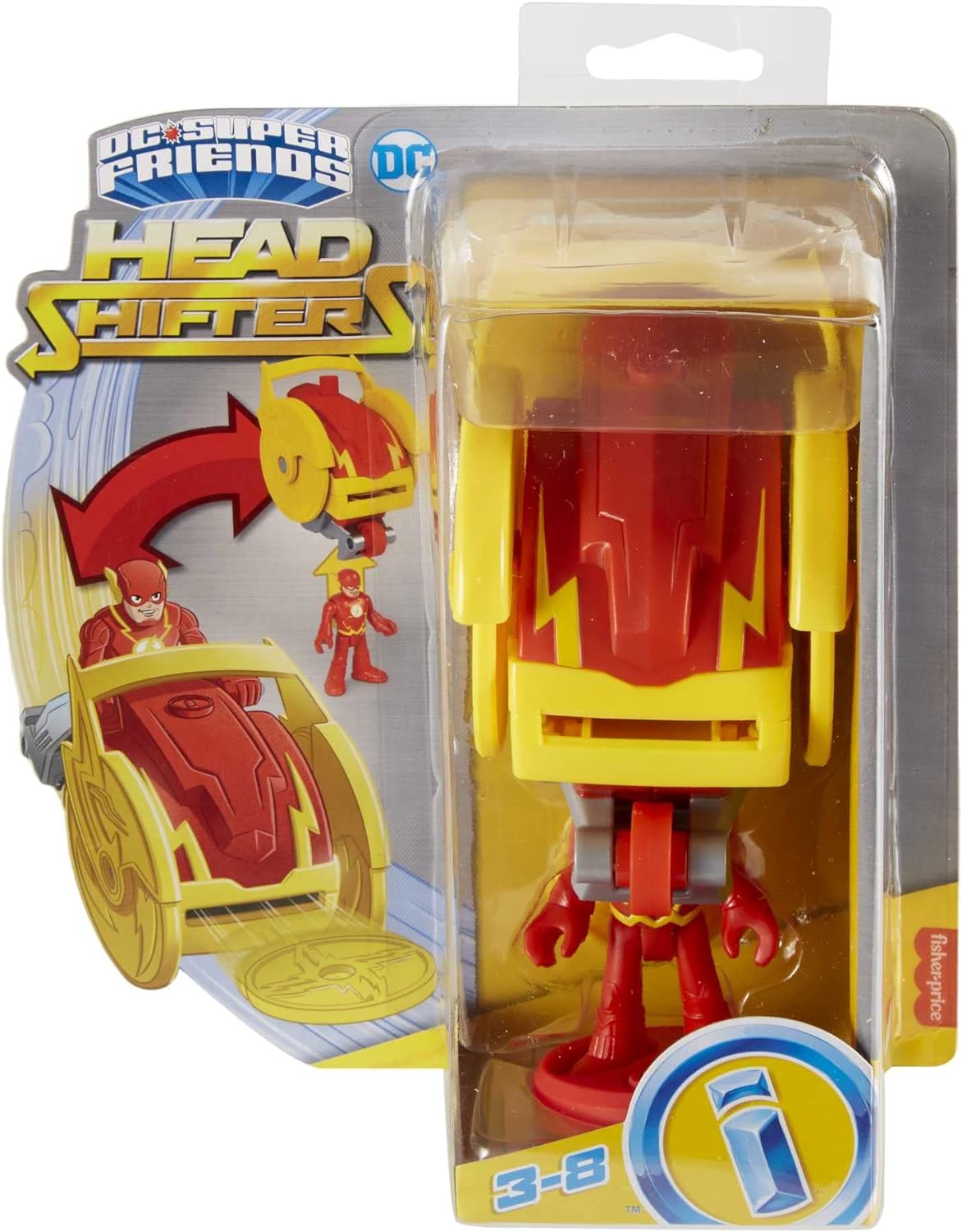 DC Super Friends Fisher-Price Imaginext, Head Shifters The Flash Figure & Speed Force Cycle Transforming Vehicle for Pretend Play