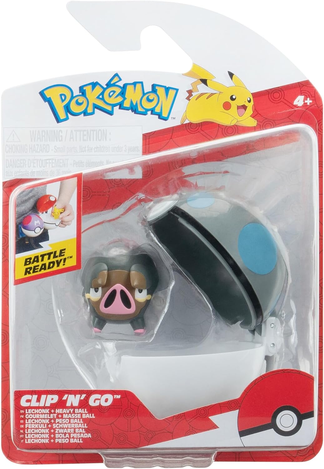 Pokémon Clip 'n'Go Poké Ball - Piglet & Heavy Ball, Official Pokéball with 5 cm Figure