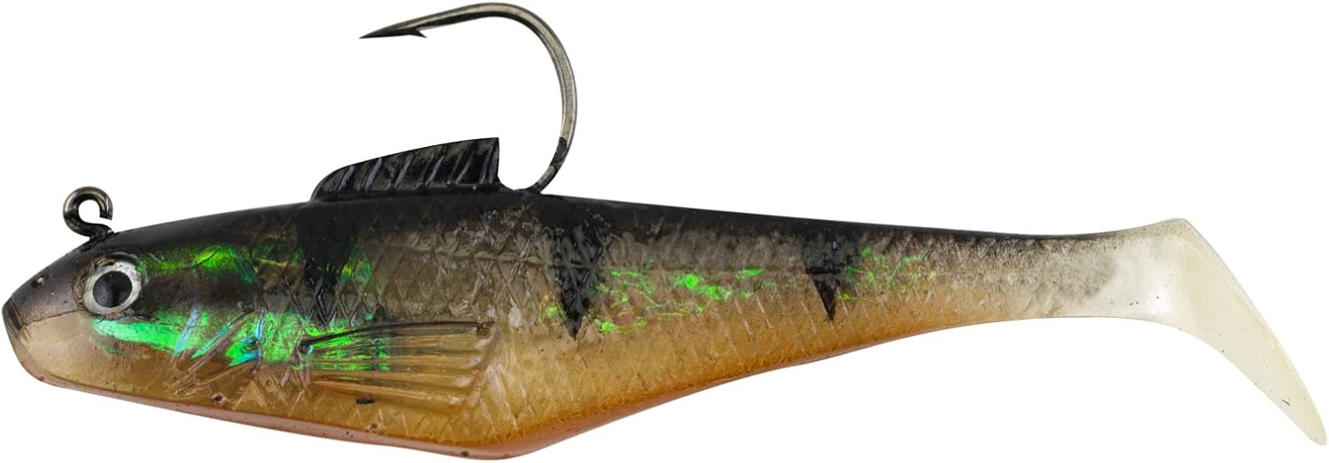 PowerBait Pre-Rigged Swim Shad Soft Bait - Perch - 3in | 8cm - Walleye