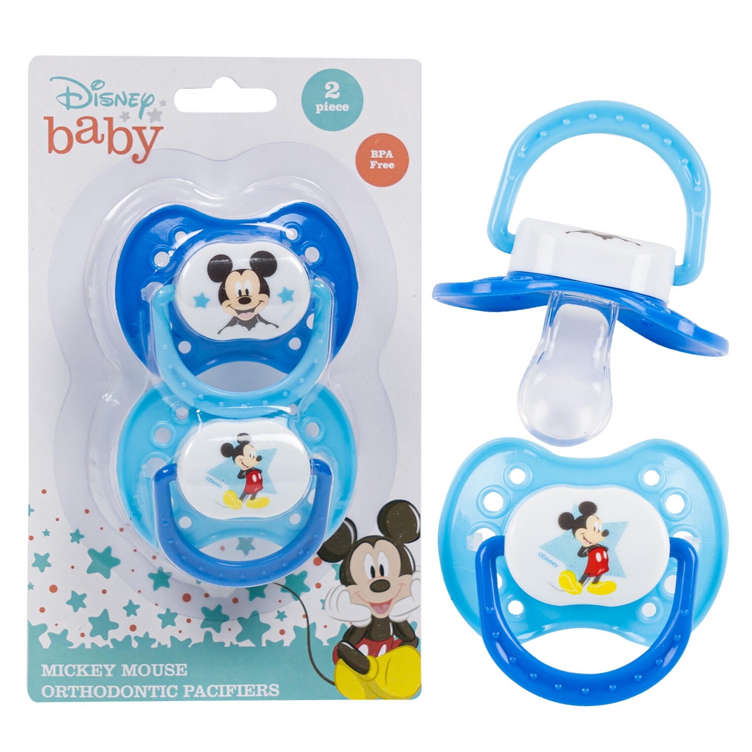 Disney Baby 2 Pack Blue & Blue Mickey Mouse Orthodontic Pacifier Set