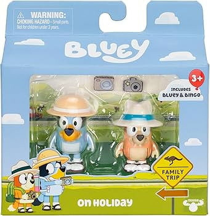 Bluey On Holiday Figure 2-Pack - On Holiday, 2.5 Inch Bluey and Bingo, Ages 3+