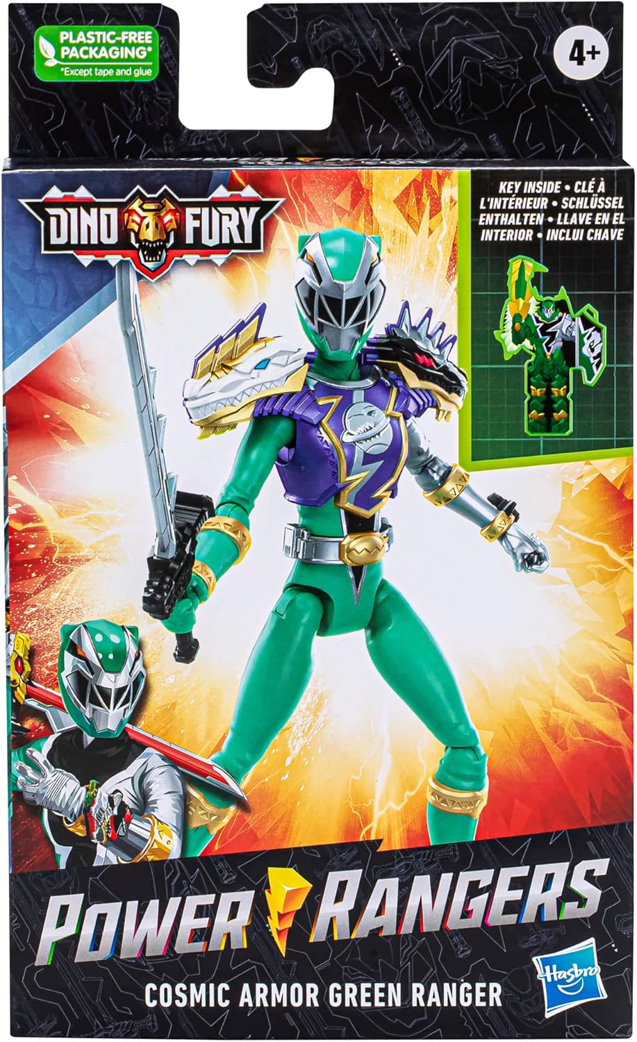Power Rangers Dino Fury Cosmic Armor Green Ranger, 6-Inch Action Figures Make Great Gifts for Boys and Girls Ages 4 and Up