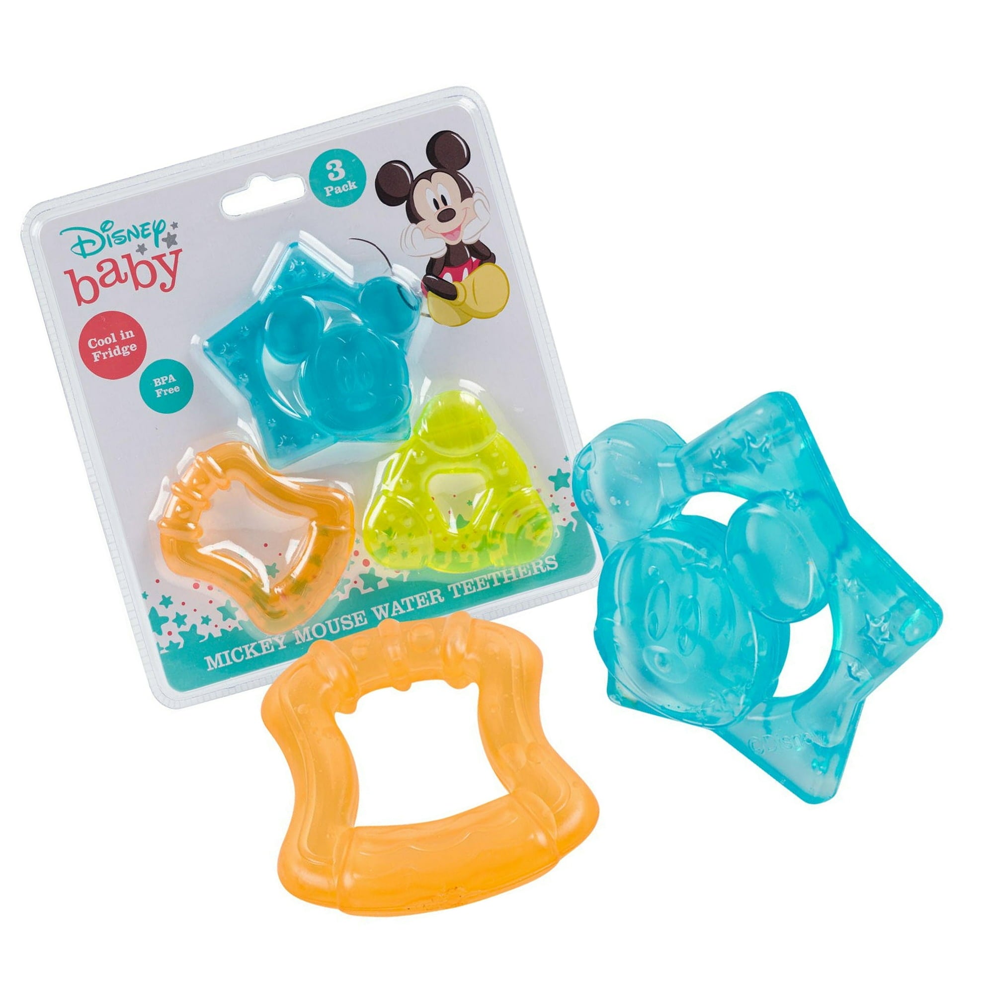 Disney Baby Mickey Mouse 3 Pack Blue & Green Water Teethers