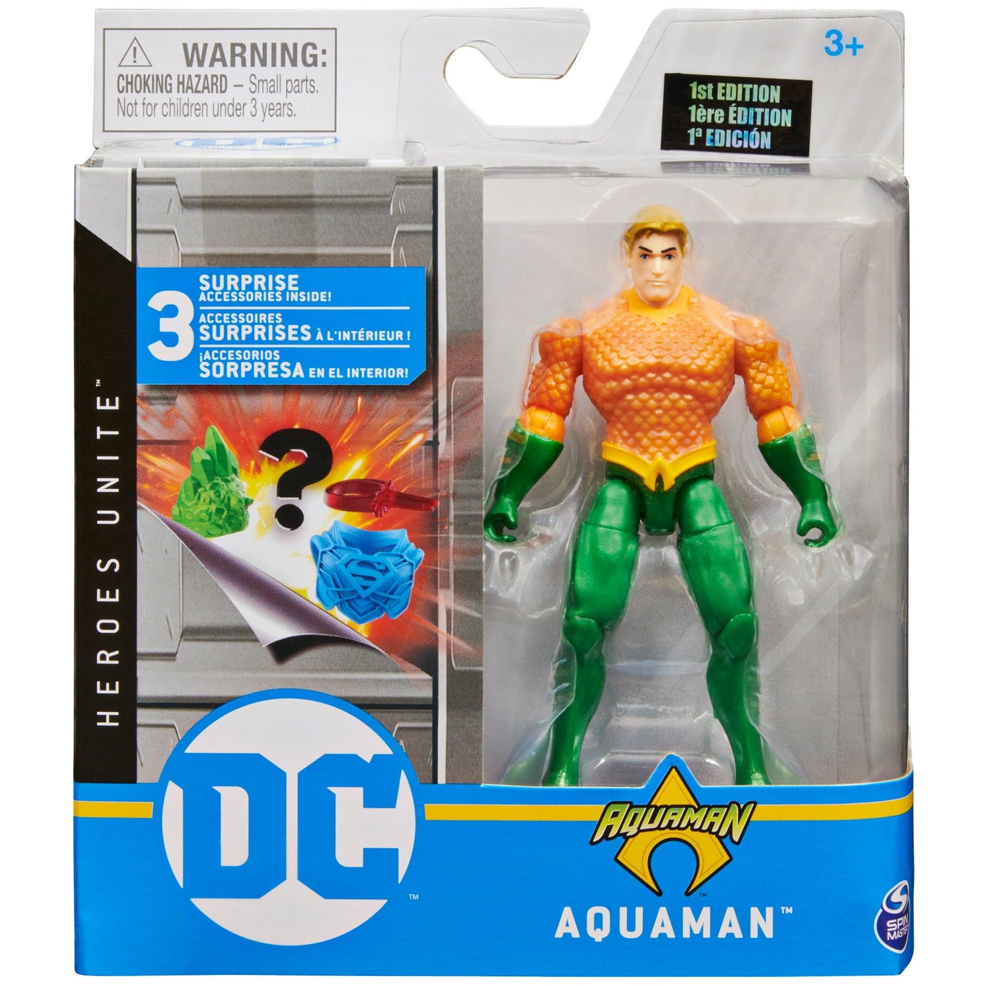 DC Comics 4-inch AQUAMAN Action Figure with 3 Mystery Accessories