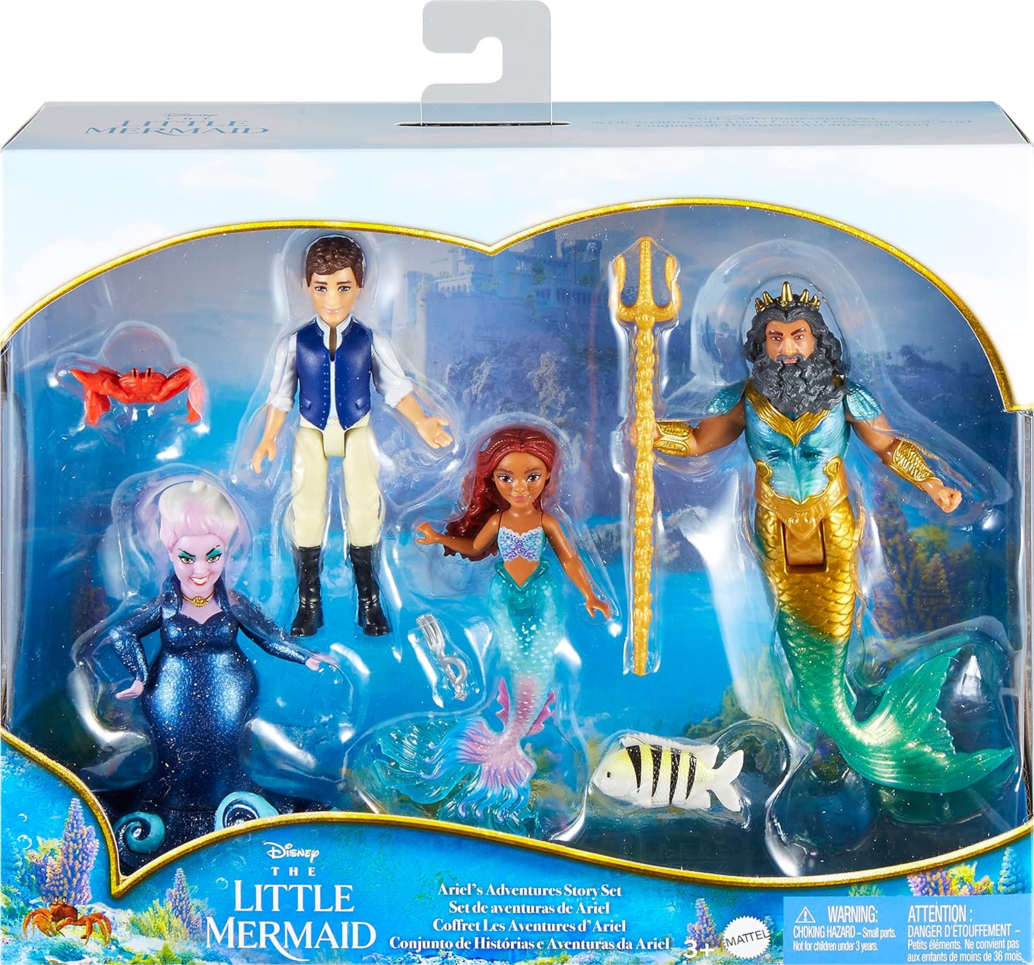 Mattel Disney The Little Mermaid Ariel's Adventures Story Set with 4 Small Dolls and Accessories, Toys Inspired by the Movie
