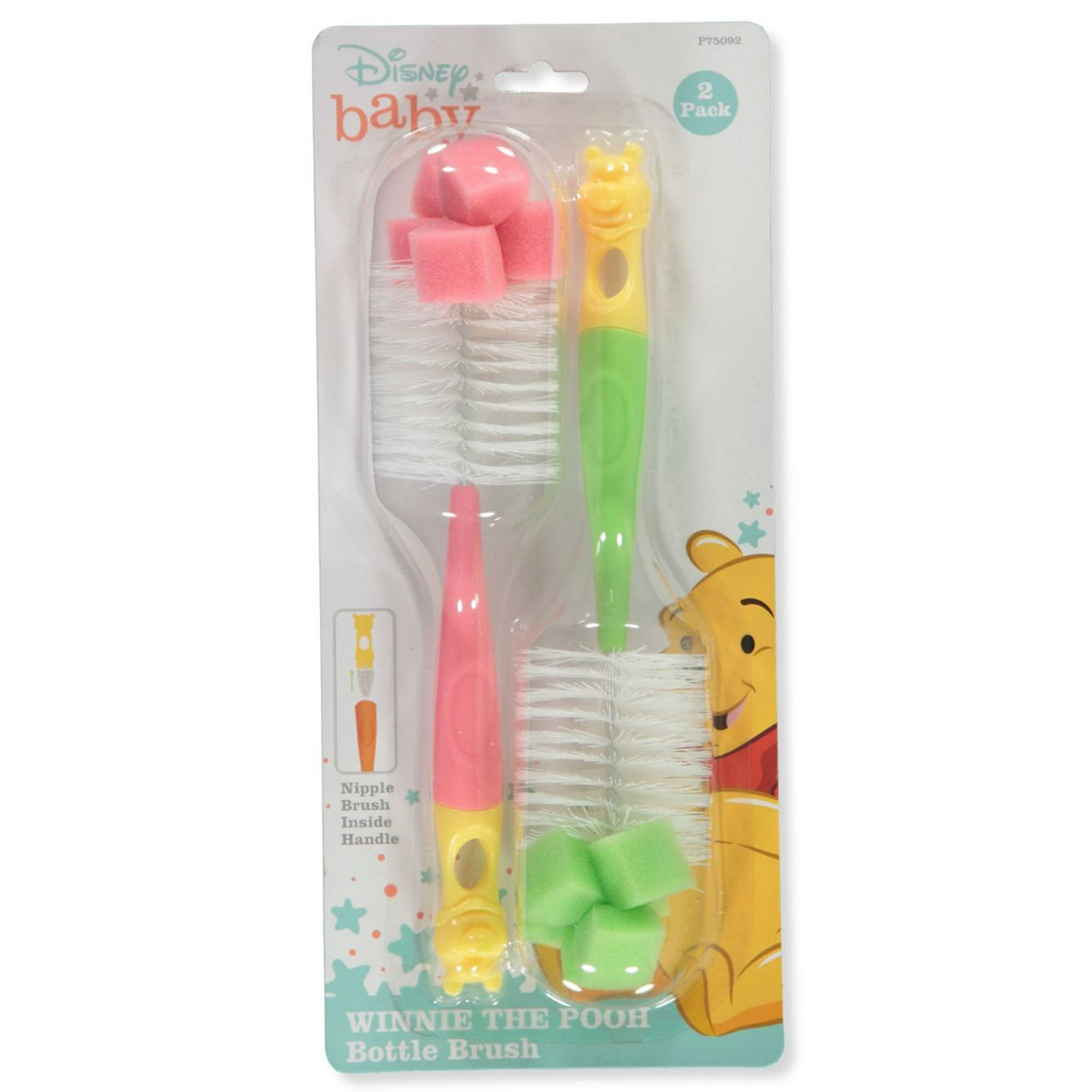 Disney Baby Bottle Brush's 2 Pack, Winnie The Pooh, Pink & Green