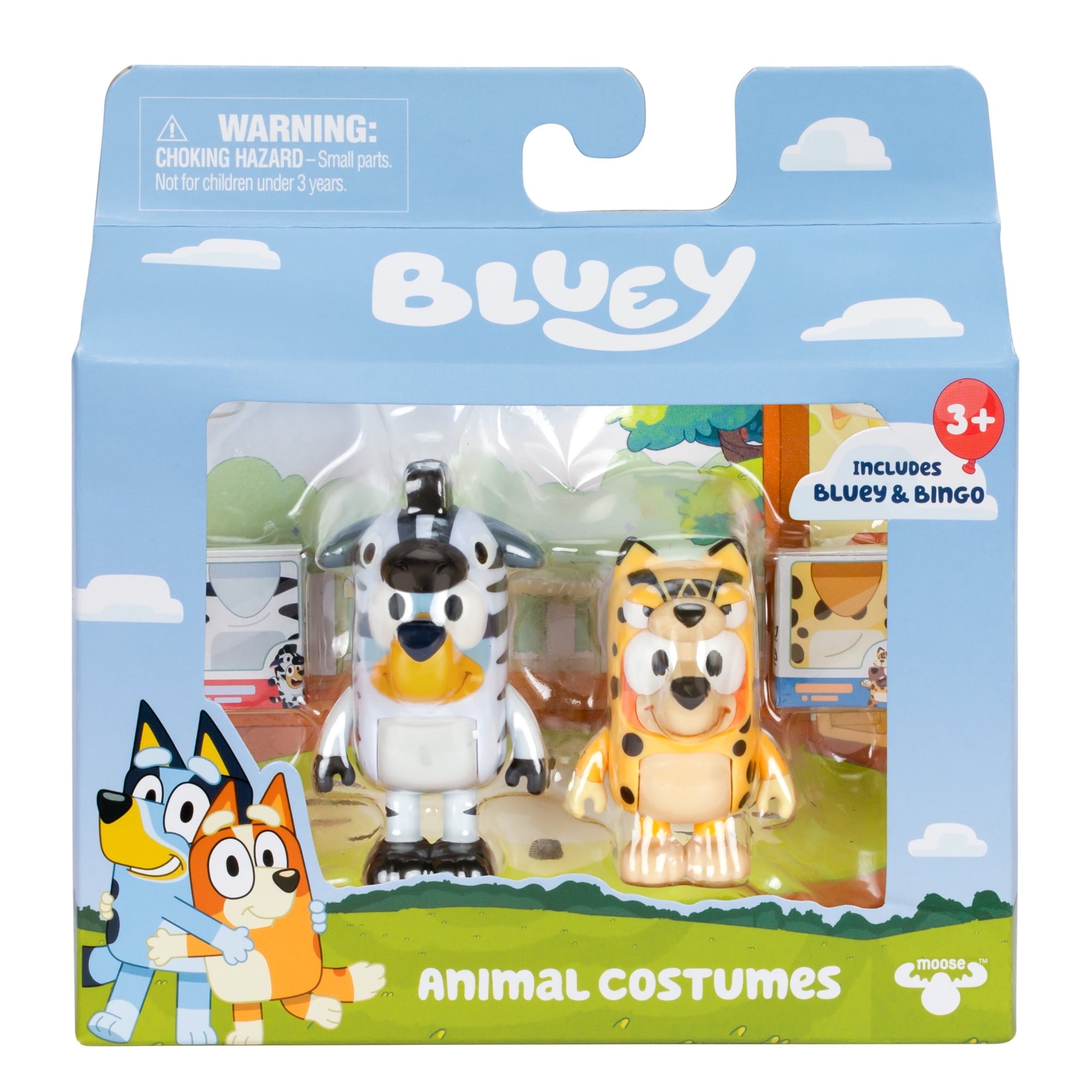 Bluey Figure Animal Costumes 2-Pack, 2.5 inch Bluey and Bingo Figures, Ages 3+, Toddler Toys