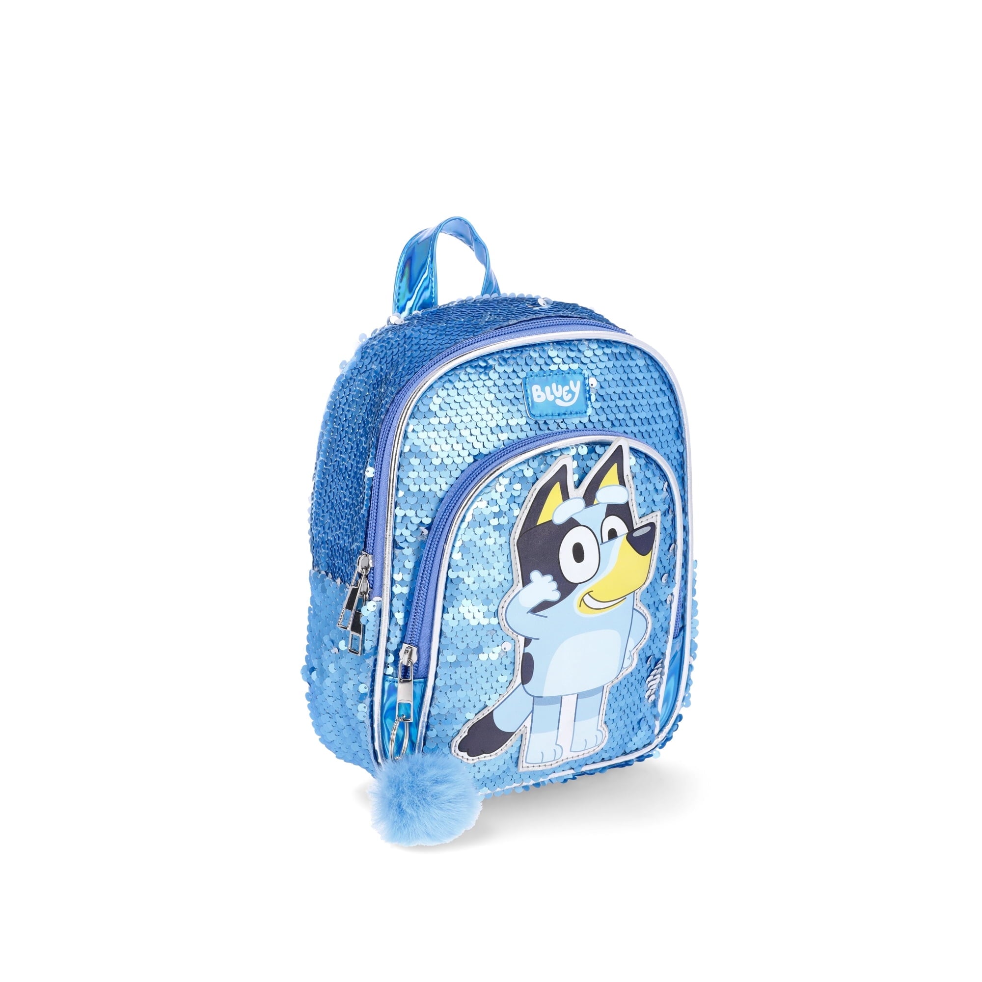 Bluey Girls 11 Inch Mini Flippy Sequin, Metallic Blue Backpack for Kids