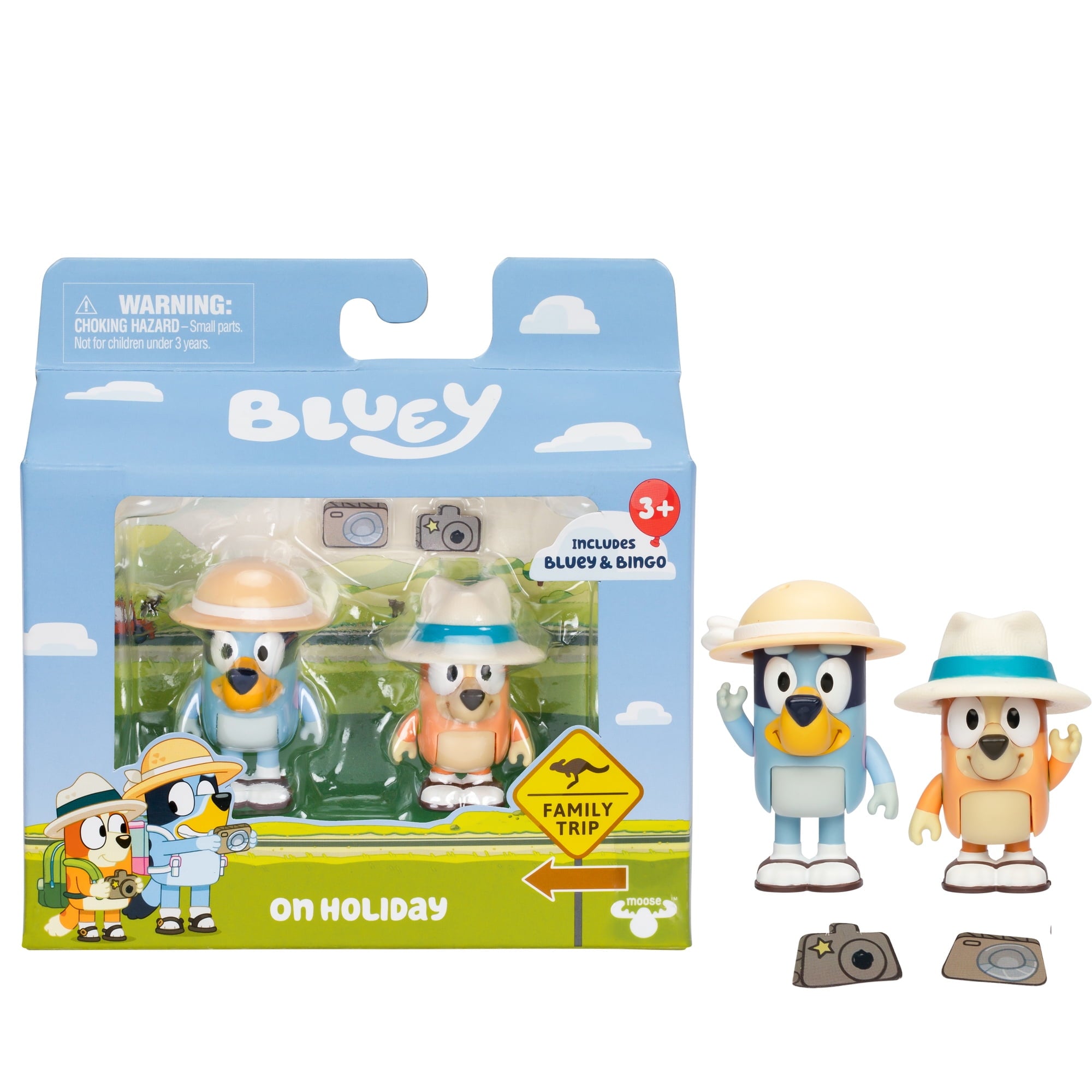 Bluey On Holiday Figure 2-Pack - On Holiday, 2.5 Inch Bluey and Bingo, Ages 3+