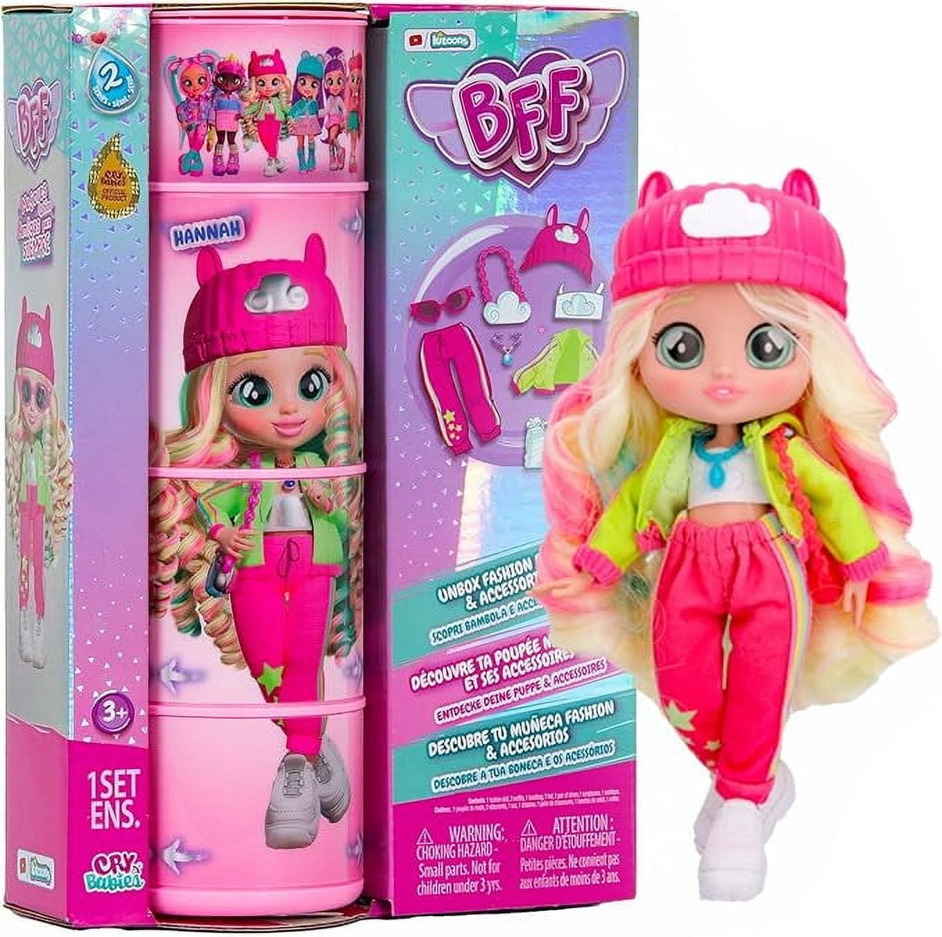 BFF by Cry Babies Hannah 8 inch Fashion Doll with 9+ Surprises - Ages 4 and up 7.8 inch doll
