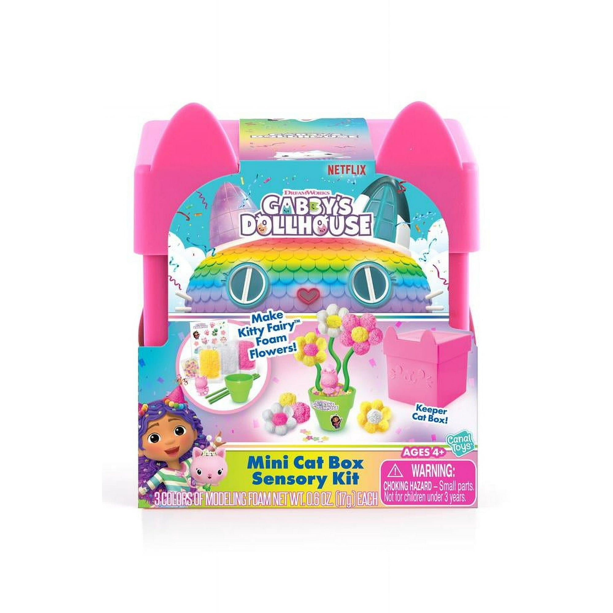 Gabby's Dollhouse Mini Cat Box Sensory Kit Kitty Fairy Foam Flowers