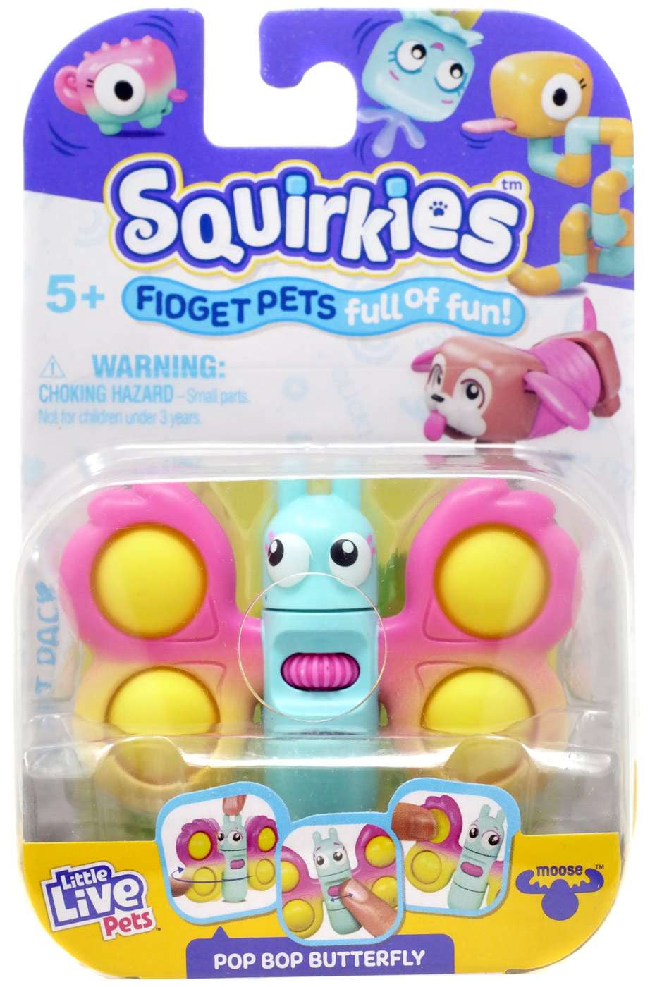 Little Live Pets, Squirkies, Interactive Fidget Toys - Pop Bop Butterfly (Color May Vary)