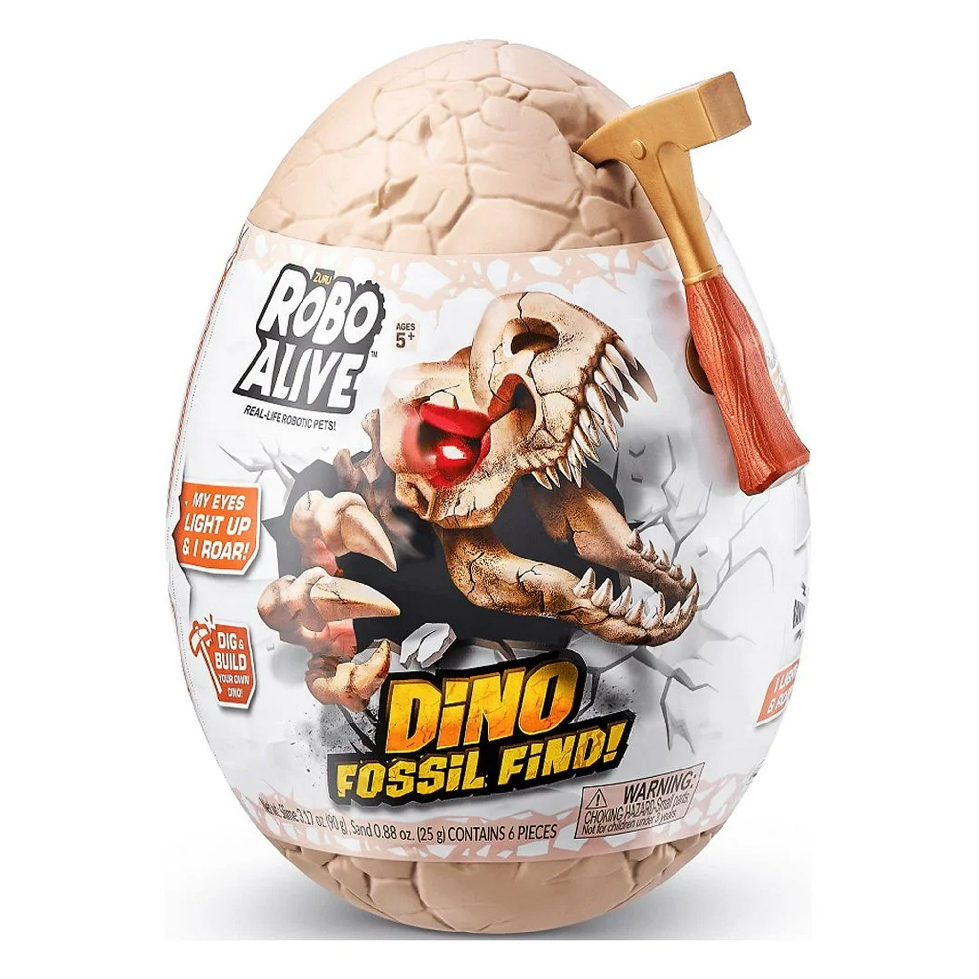 Robo Alive Dino Fossil Find - (Dinasour May Vary) Surprise Toy by ZURU Excavate Dinosaur Fossils Digging Kit, Small