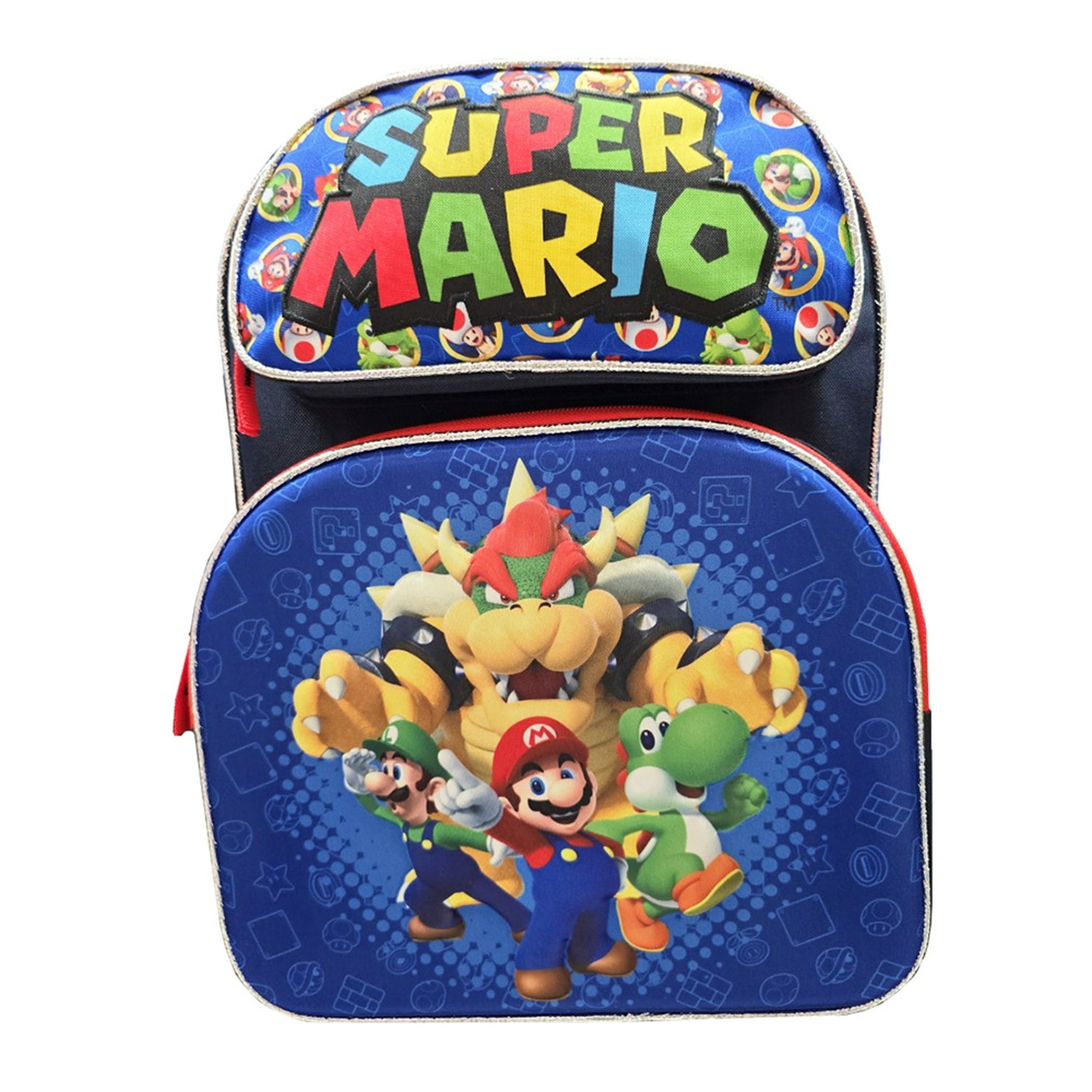 Super Mario 3D Modelled 16 Inch School Backpack Blue for Kids