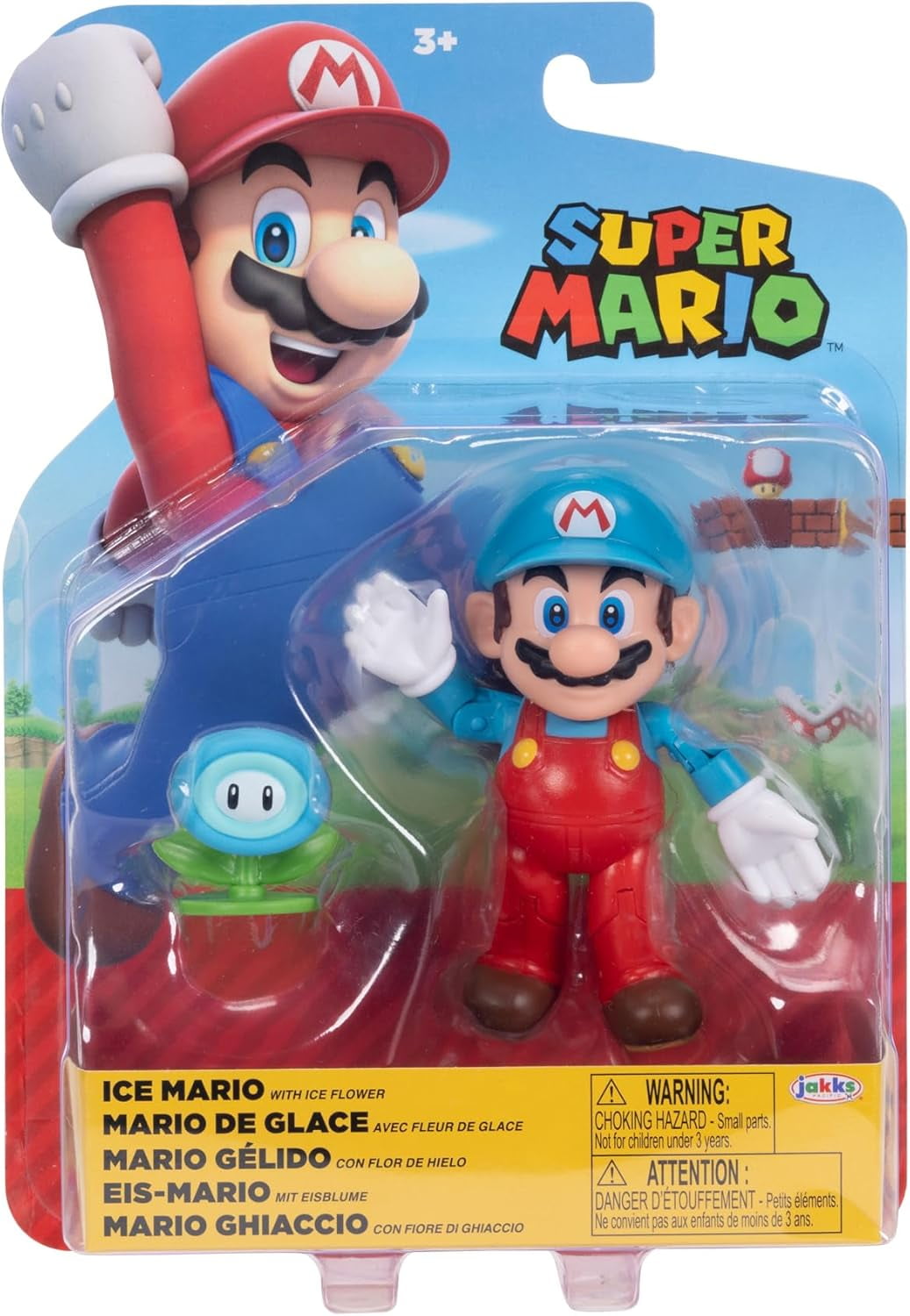 Super Mario 4" Action Figures Ice Mario with Ice Flower