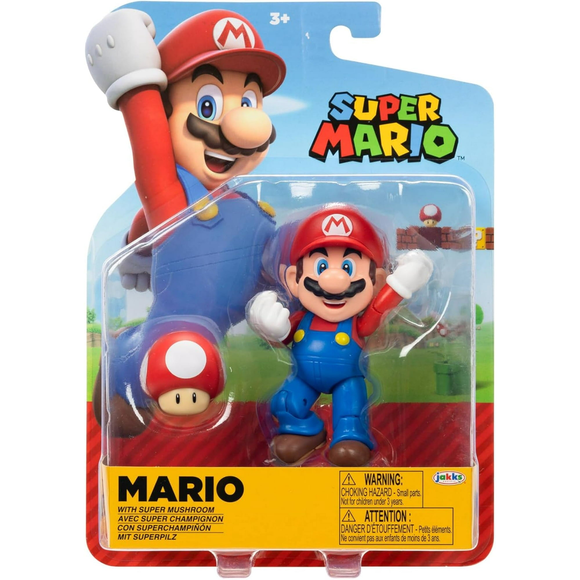 Super Mario 4" Action Figures Mario with Super Mushroom