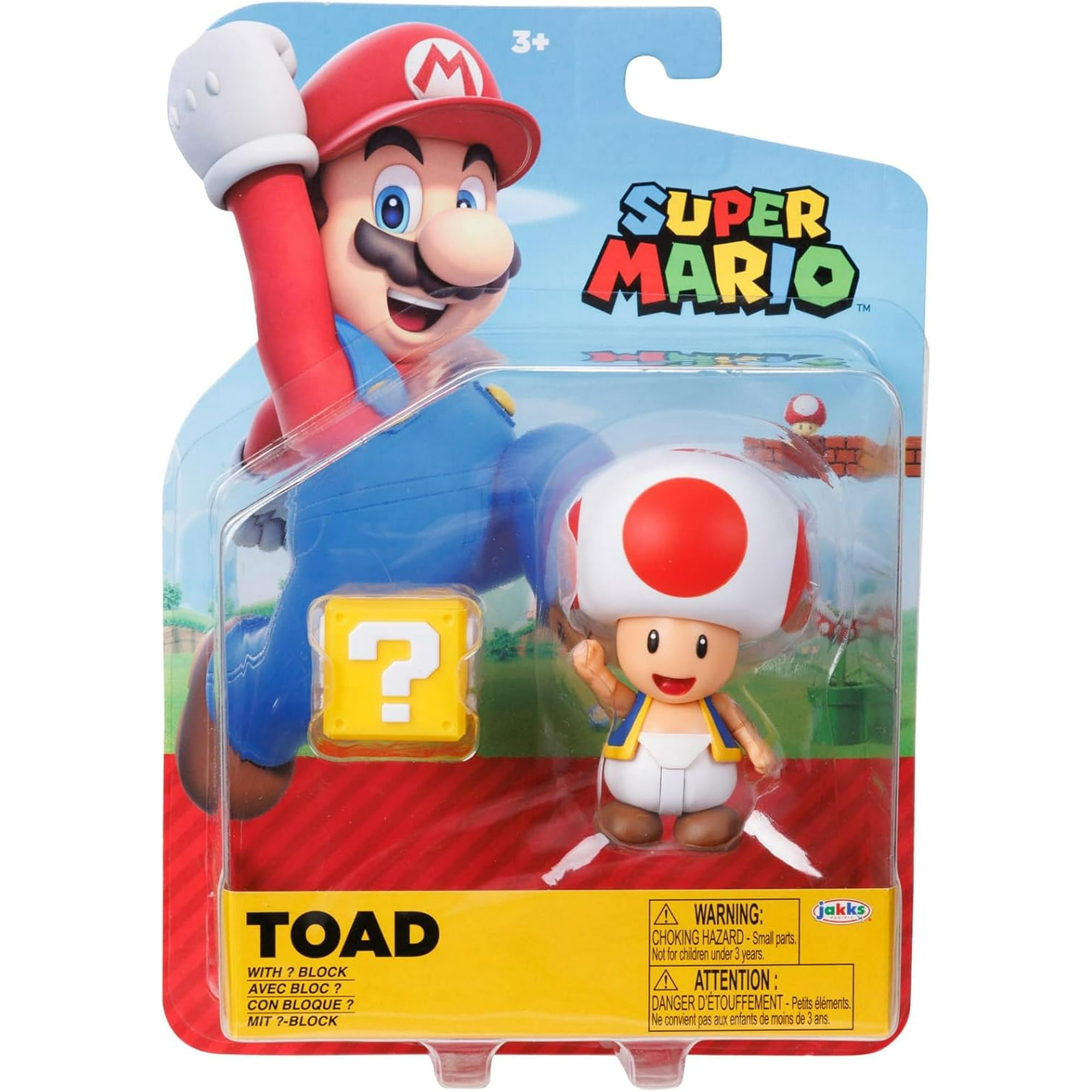 Super Mario 4" Action Figures Toad with Question Block
