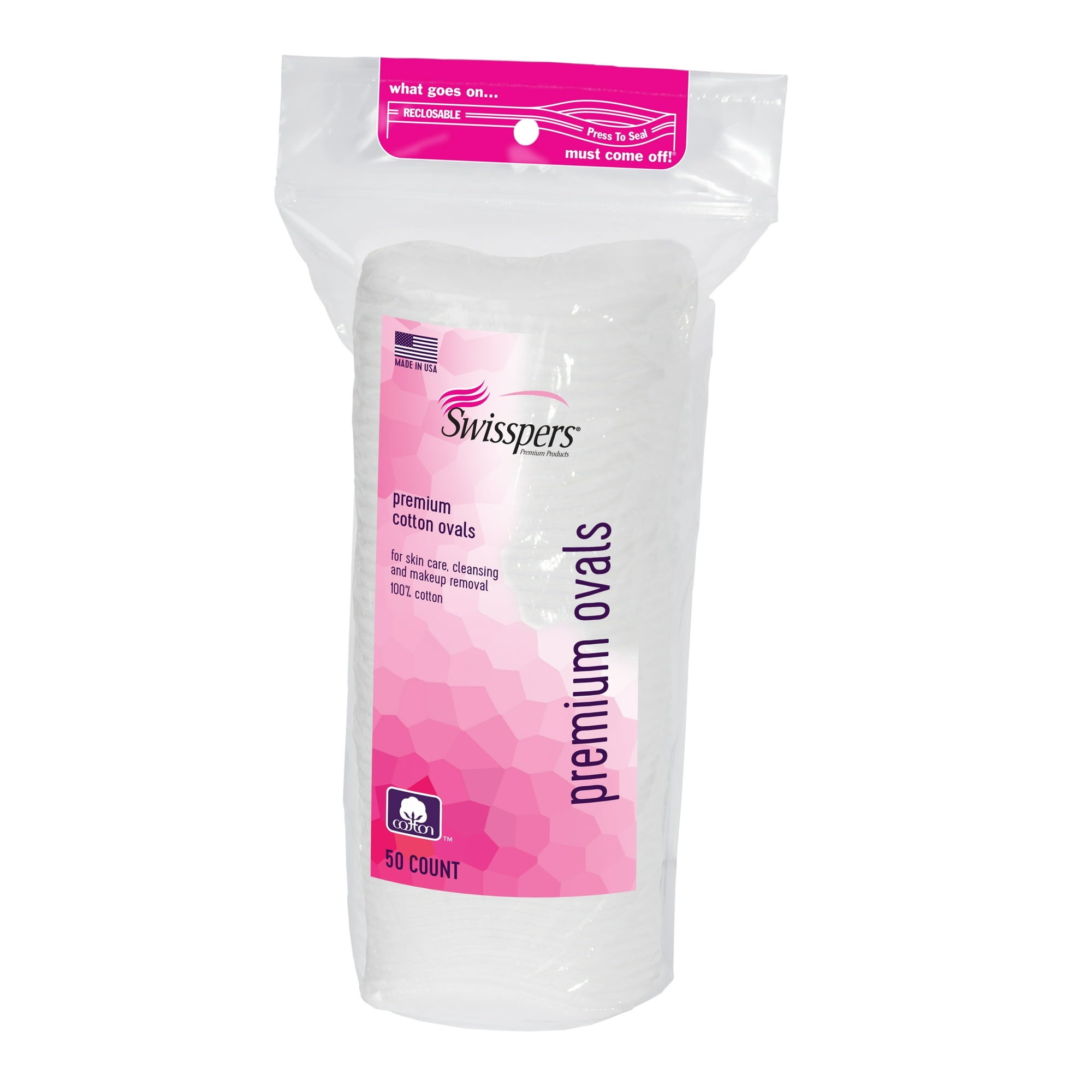 Swisspers Premium Cotton Oval Pads 50ct