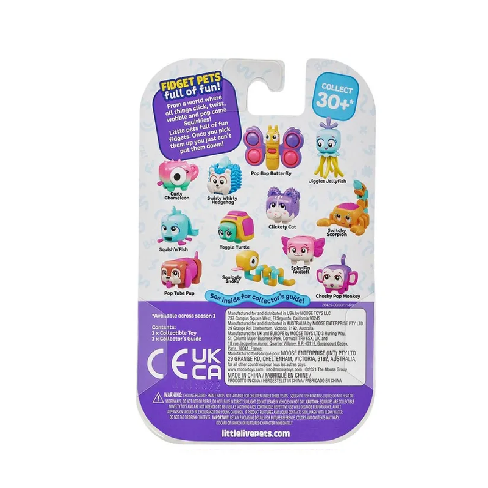 Little Live Pets, Squirkies, Interactive Fidget Toys - Curly Chameleon (Color May Vary)