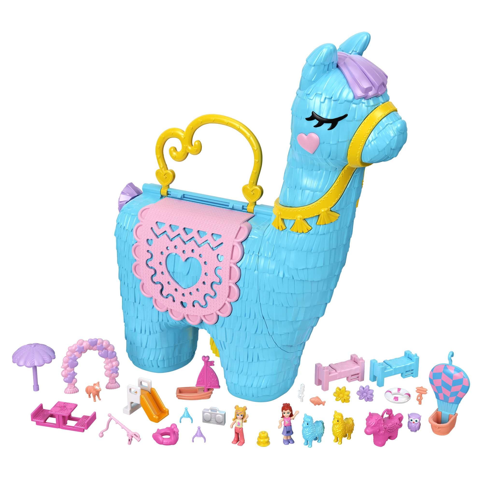 Polly Pocket Large Llama Party Compact, Animal Toy with 2 Micro Dolls and 25+ Surprise Accessories