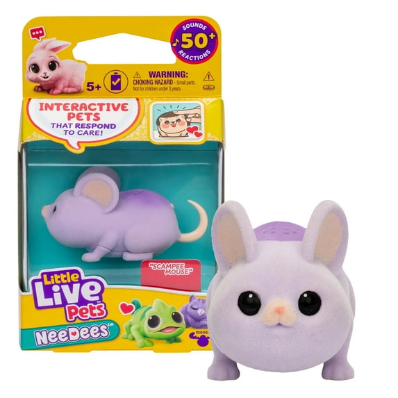 NeeDees By Little Live Pets, Electric Miniature Pet Toy, Scampee Mouse, Perfect For Ages 5 & Up, Contains Batteries