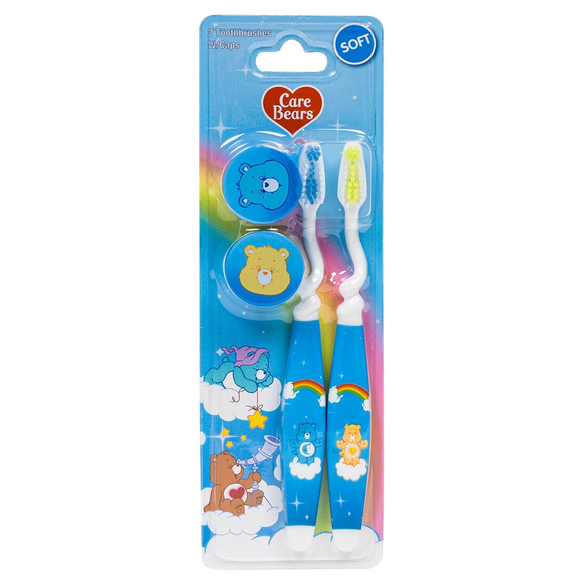 CloudCo Blue Care Bear 2 Pack Kids Toothbrushes (Soft)