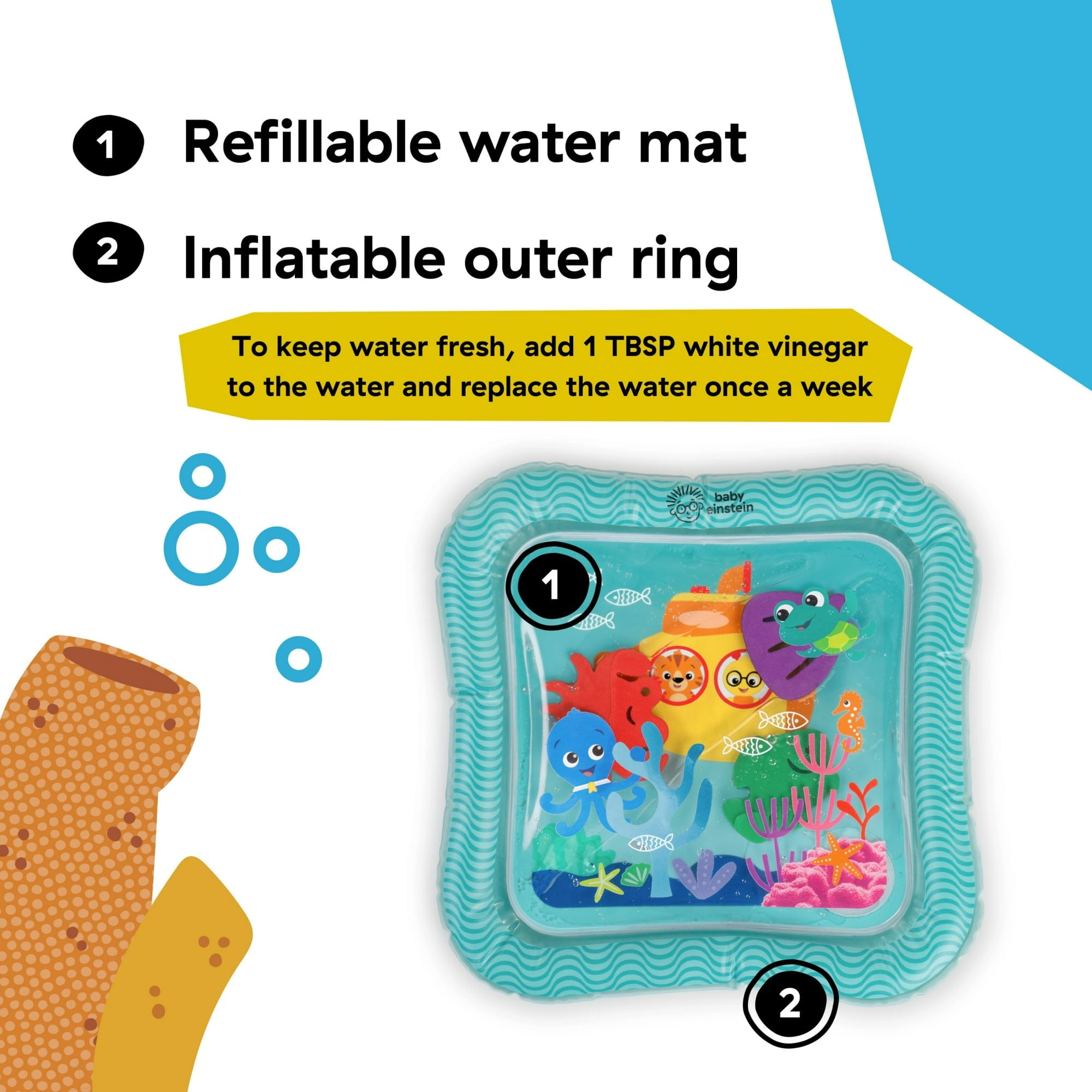 Baby Einstein Ocean Explorers Sensory Splash Water Mat, Unisex, Ages 0-36 Months