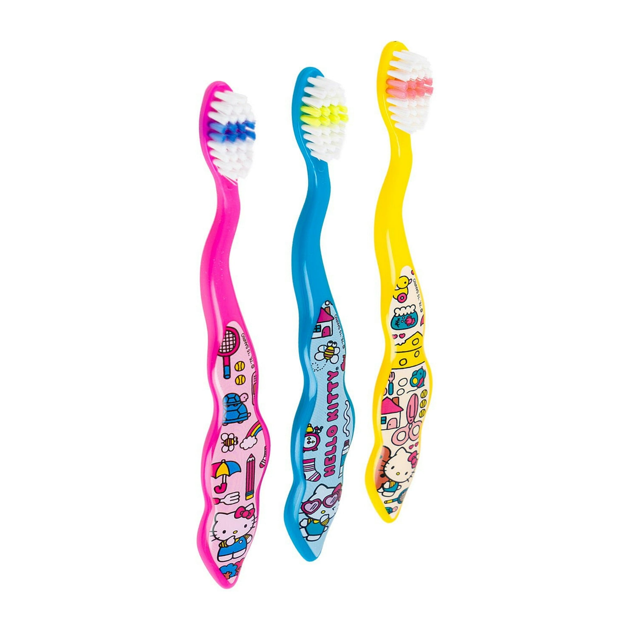 3 Pack Kids Soft Toothbrushes Firefly Hello Kitty Design 1 and up
